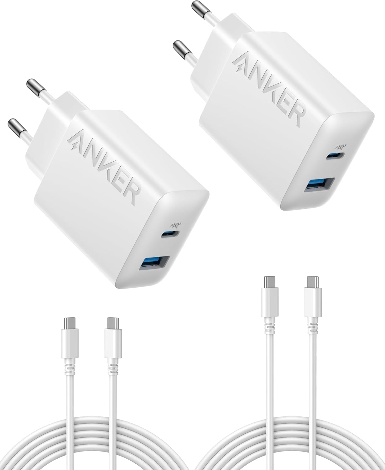 Anker 20W USB-C Ladegerät + USB-C Ladekabel (2er-Set)