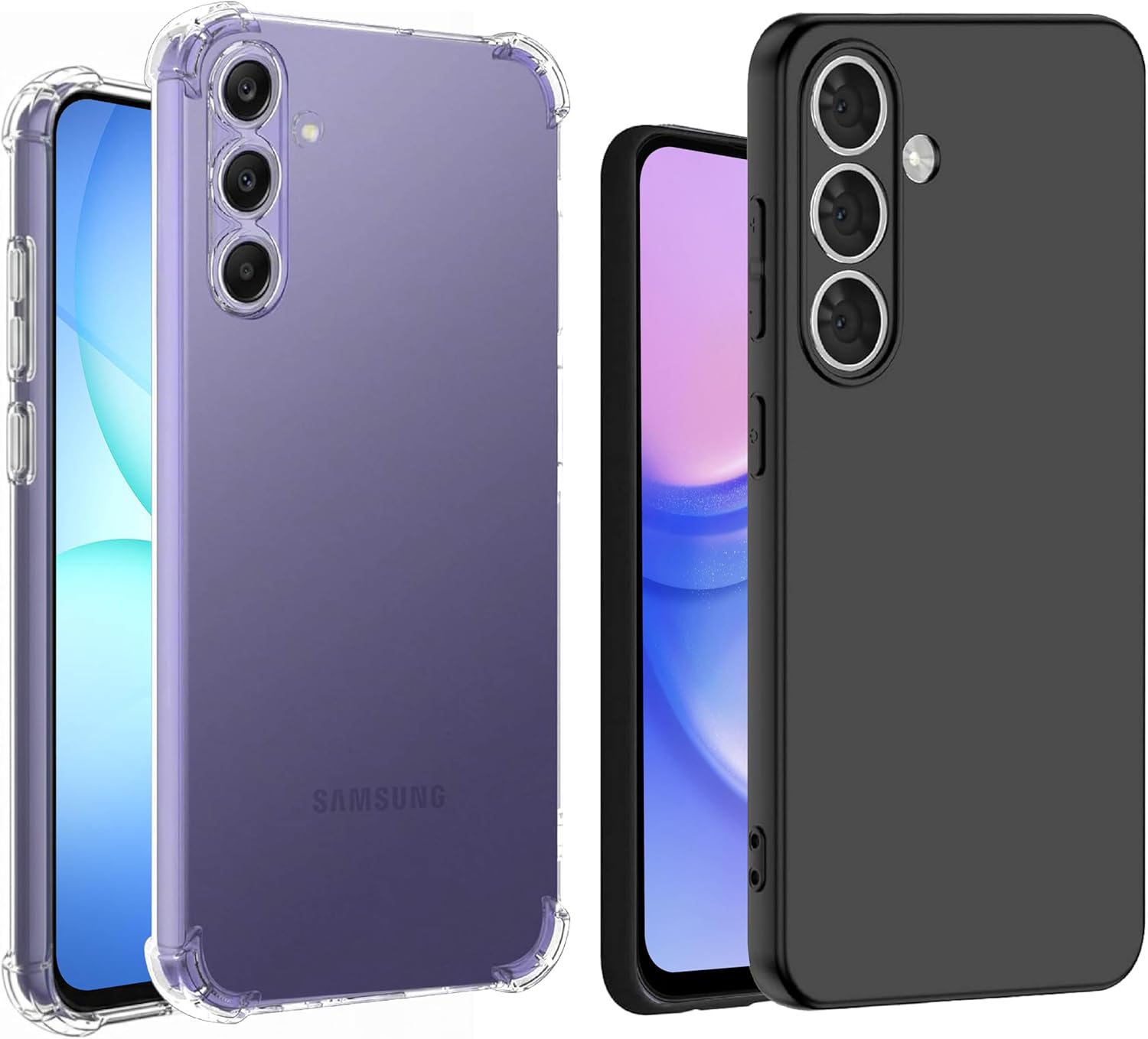 2er-Set Silikonhüllen für Samsung Galaxy A16 - Schwarz/Transparent