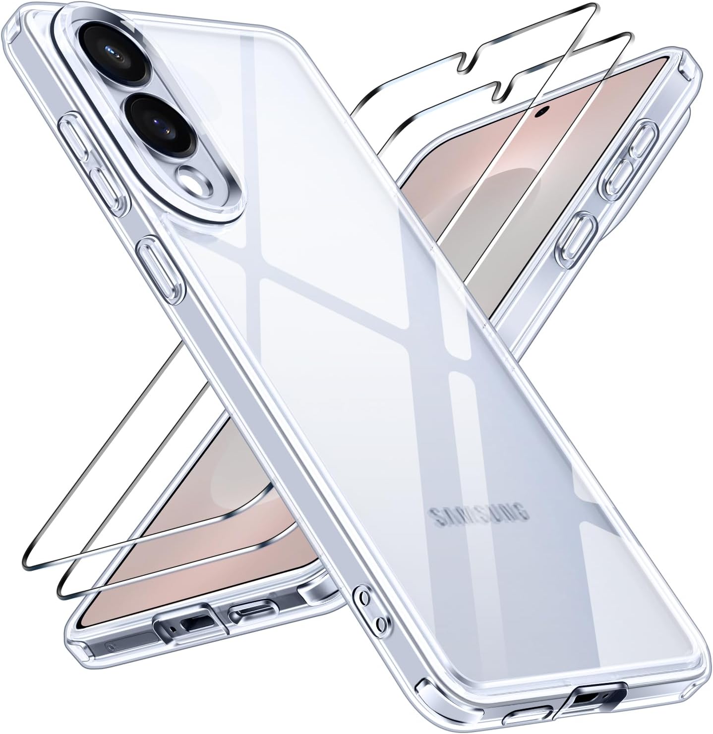 Set Silikonhülle Transparent + 2x Screen Protector für Samsung Galaxy S25