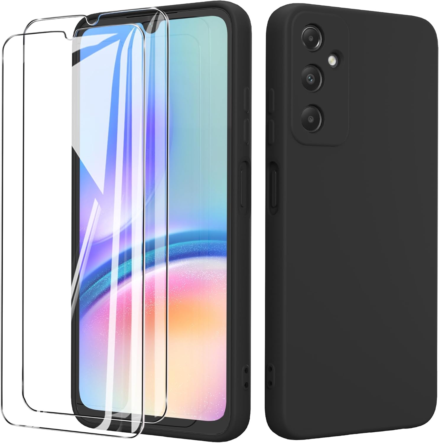 Set Silikonhülle schwarz + 2x Screen Protector für Samsung Galaxy A05S