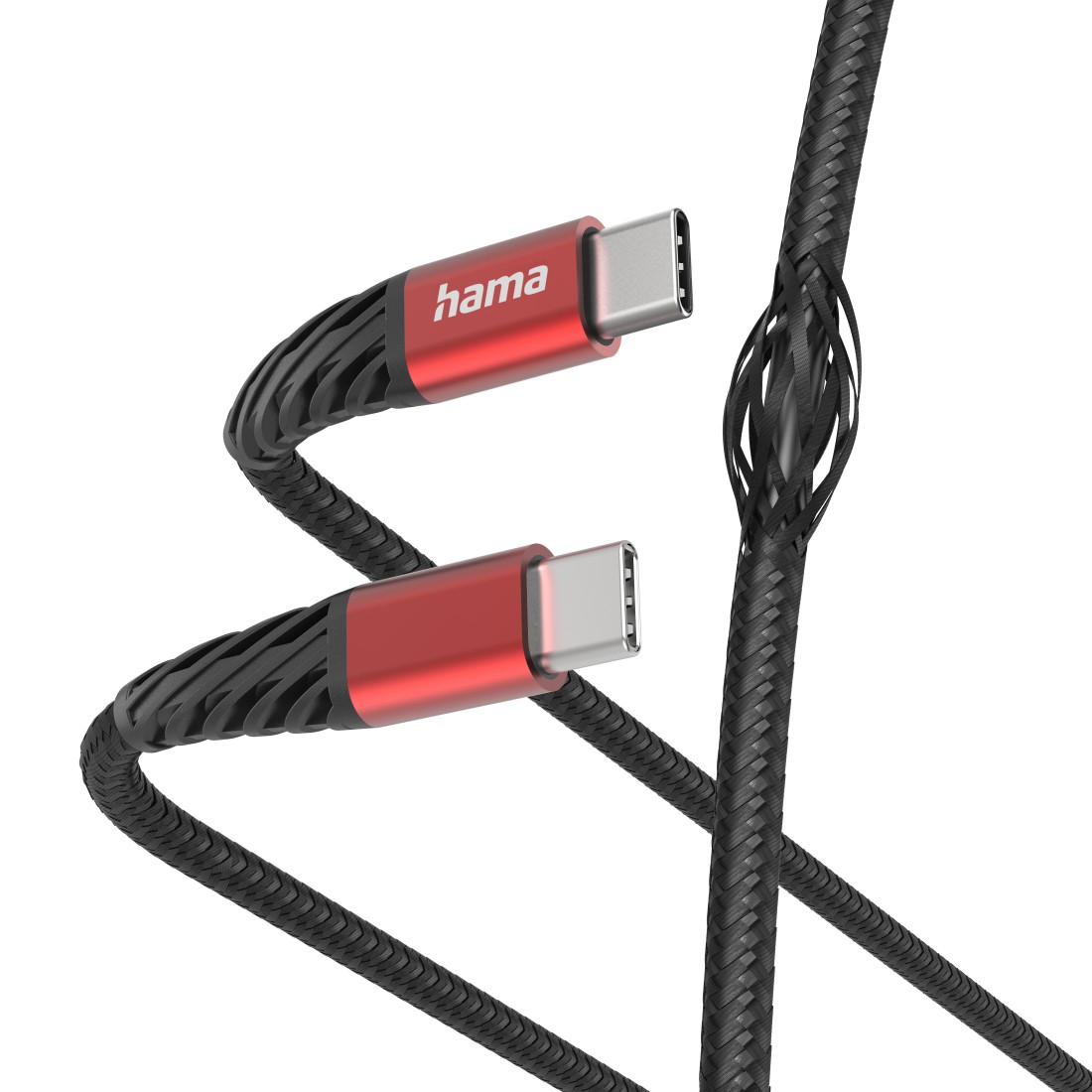 Hama Ladekabel Extreme, USB-C - USB-C, 1,5 m, Nylon, Schwarz/Rot
