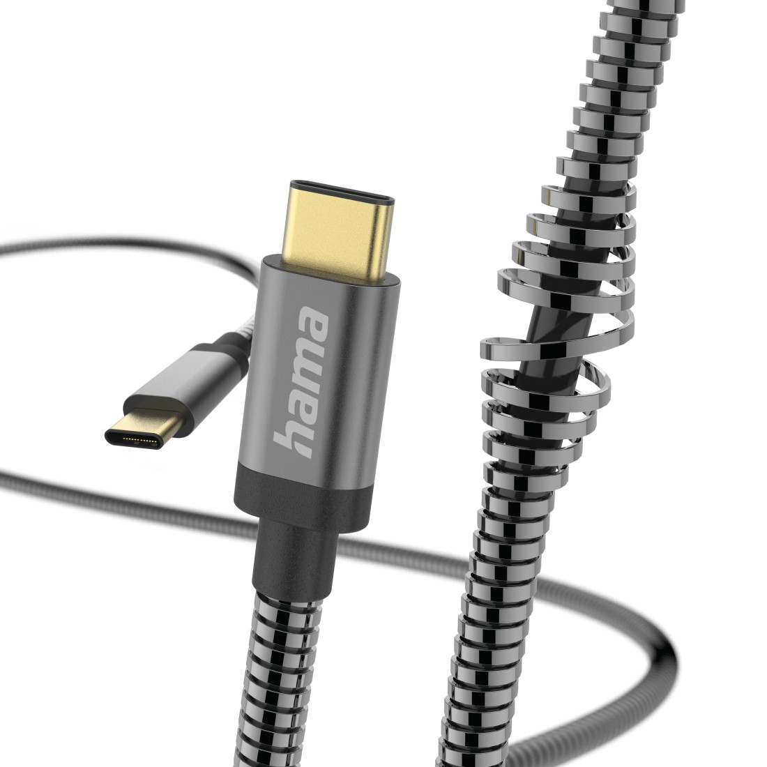 Hama Ladekabel Metall, USB-C - USB-C, 1,5 m, Metallmantel, Anthrazit