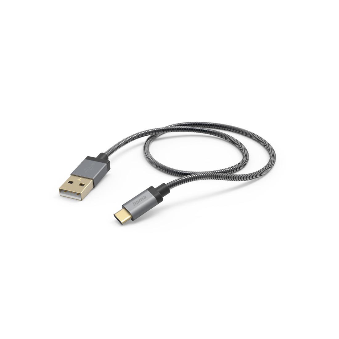 Hama Ladekabel Metall, USB-A - USB-C, 1,5 m, Metallmantel, Anthrazit