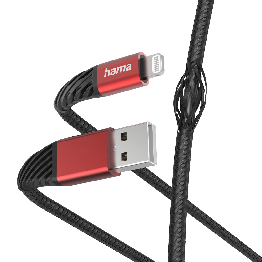 Hama Ladekabel Extreme, USB-A - Lightning, 1,5 m, Nylon, f. iPhone, Schw./Rot