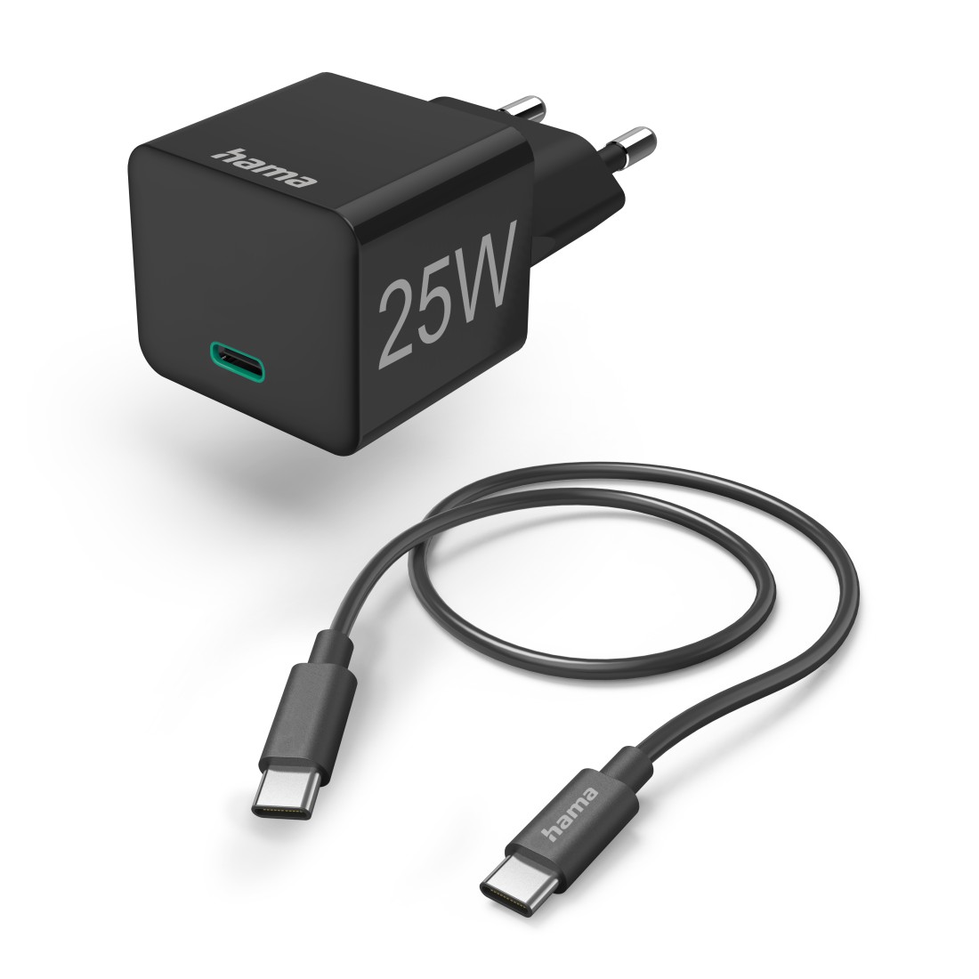 Hama Schnellladegerät mit Ladekabel USB-C, Mini-Ladegerät, PD, 25 W, 1,5 m, SW Hama Schnellladegerät mit Ladekabel USB-C, Mini-Ladegerät, PD, 25 W, 1,5 m, SW