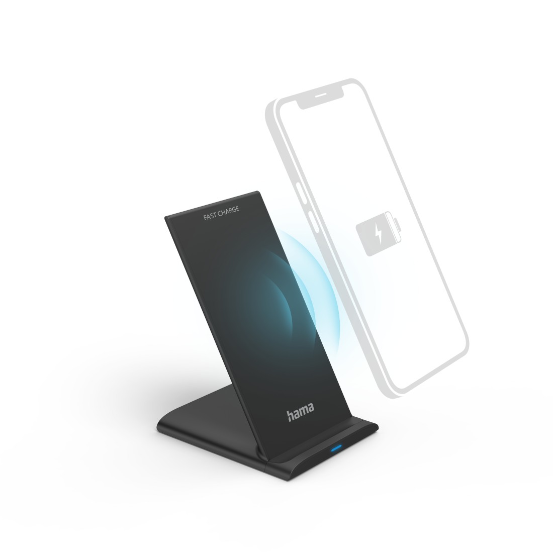 Hama Wireless Charger QI-FC10S, 10 W, kabelloses Smartphone-Ladepad, Schwarz