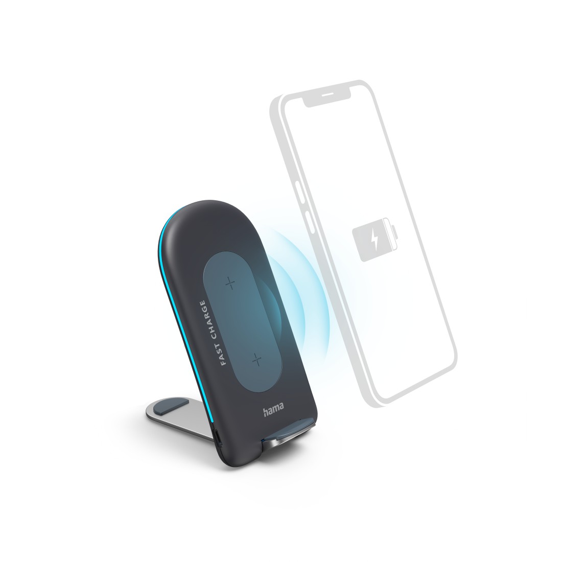 Cross selling Hama Wireless Charger Set QI-FC15S 15W, kabellose Smartphone-Ladestation, Grau