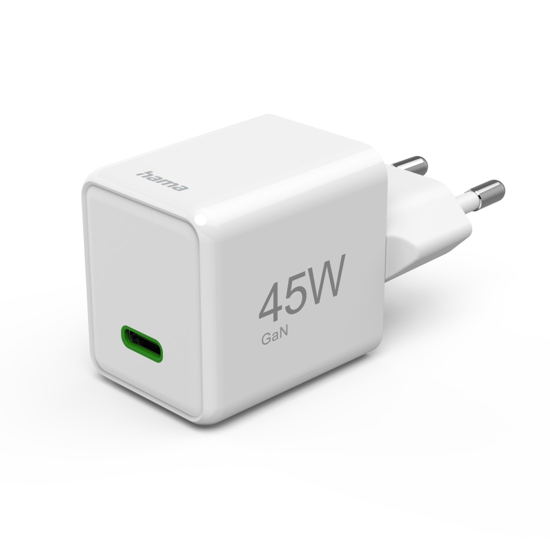 Hama Schnellladegerät, GaN, USB-C, Super-Mini-Charger, PD, 45 W, Weiß
