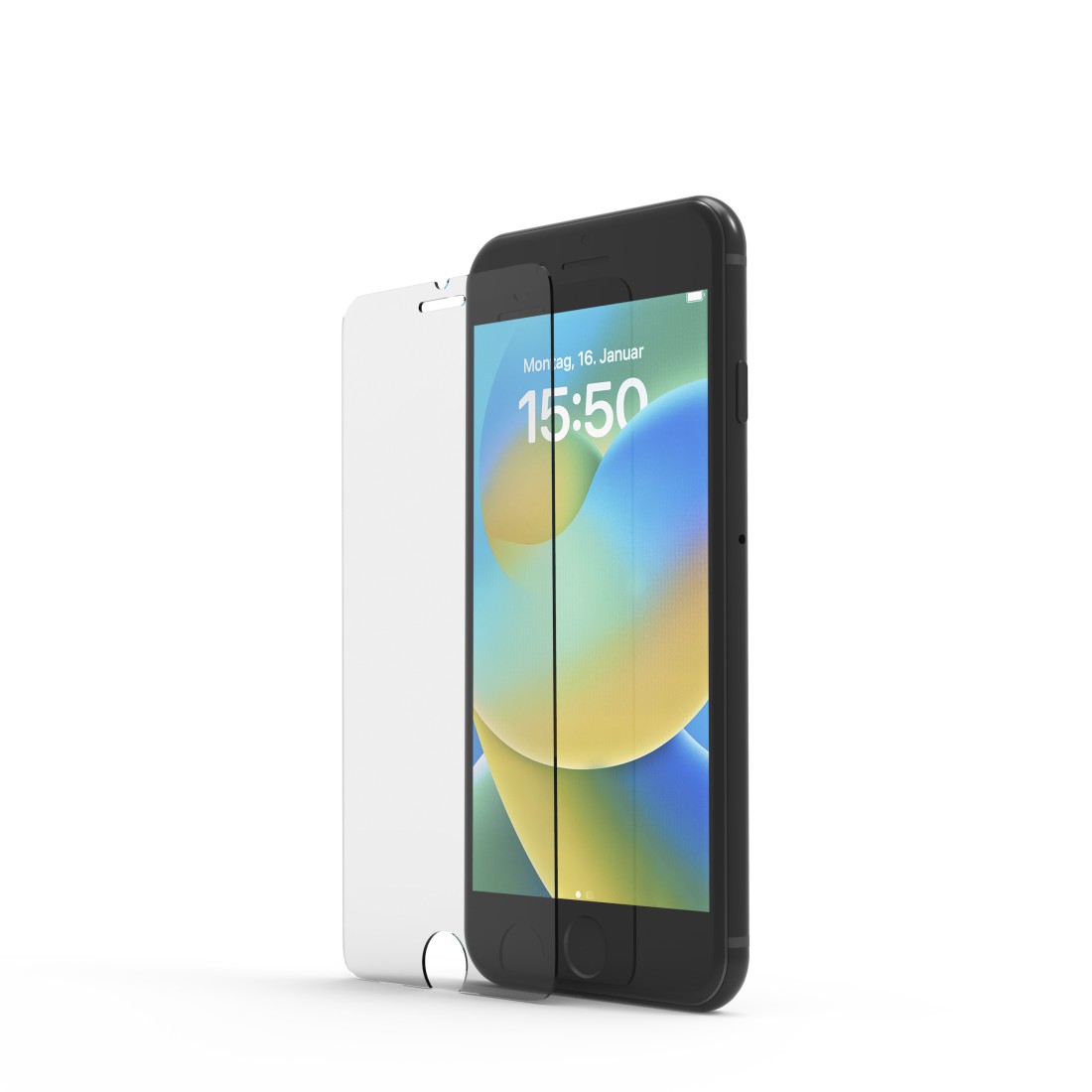 Hama Handy-Schutzglas Clear Protect für iPhone 7/8/SE2020/SE2022, Montagehilfe