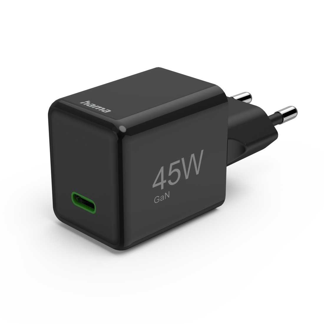 Hama Schnellladegerät, GaN, USB-C, Super-Mini-Charger, PD, 45 W, Schwarz