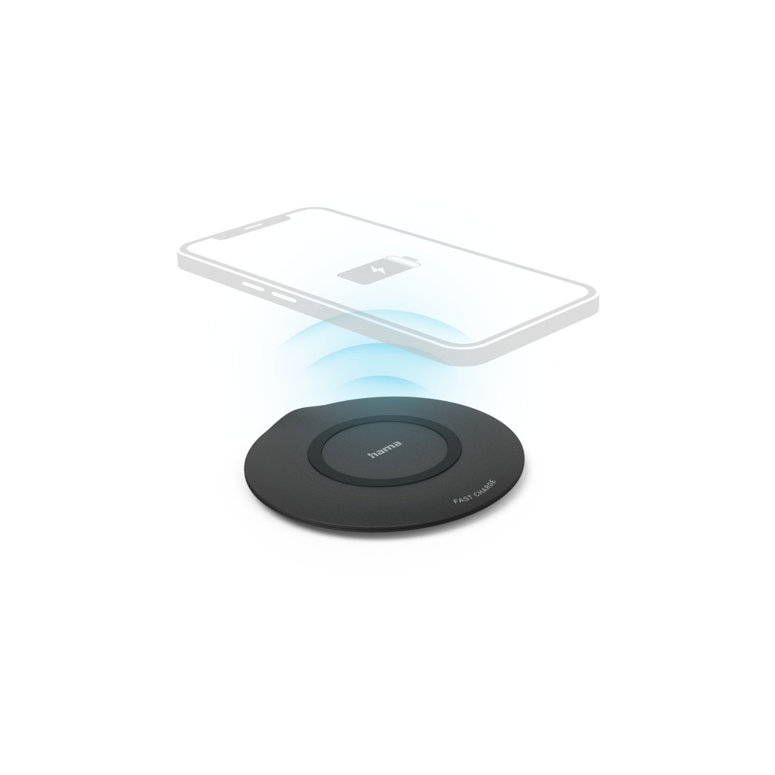 Hama Wireless Charger QI-FC15, 15 W, kabelloses Smartphone-Ladepad, Schwarz