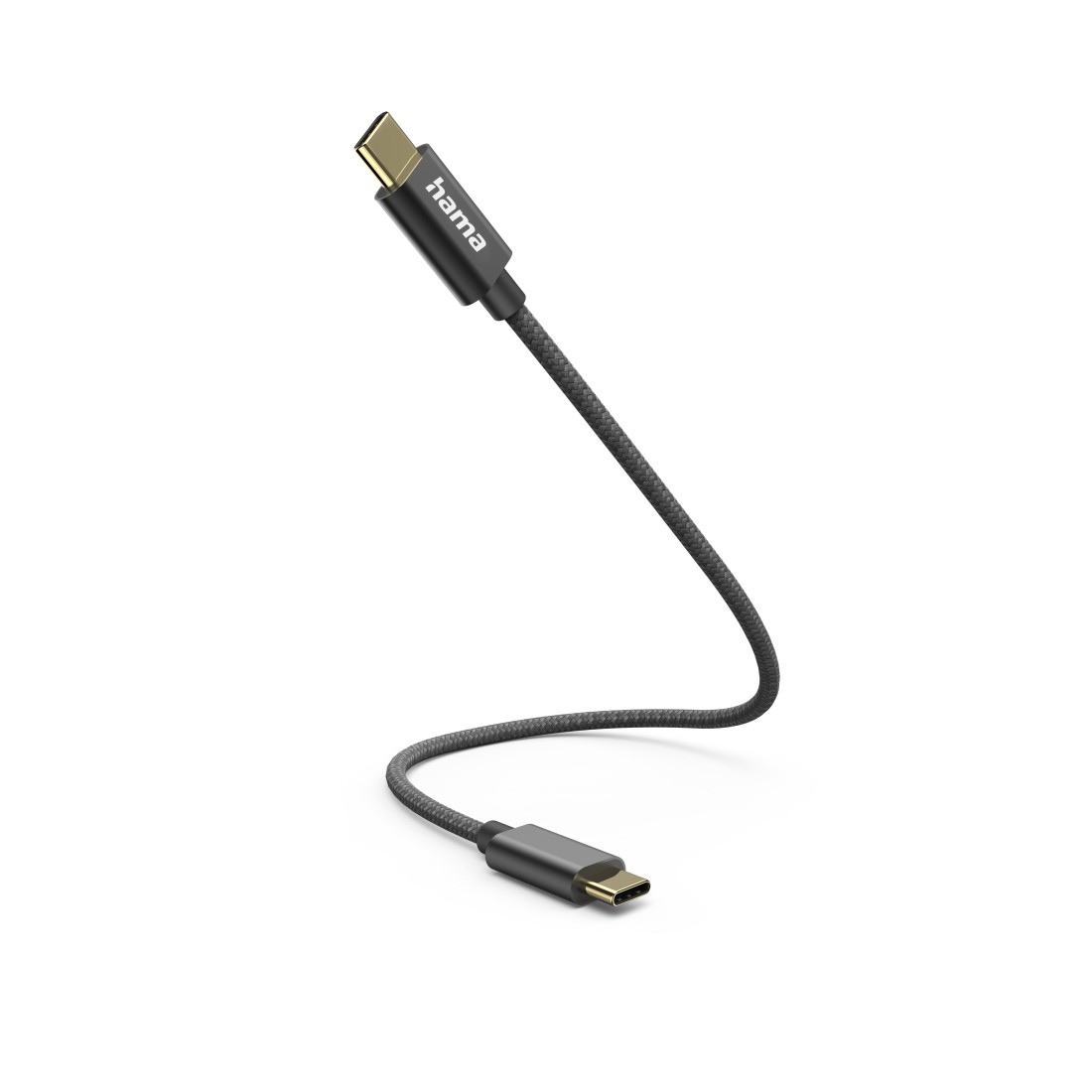 Hama Ladekabel, USB-C - USB-C, 0,2 m, Nylon, Schwarz
