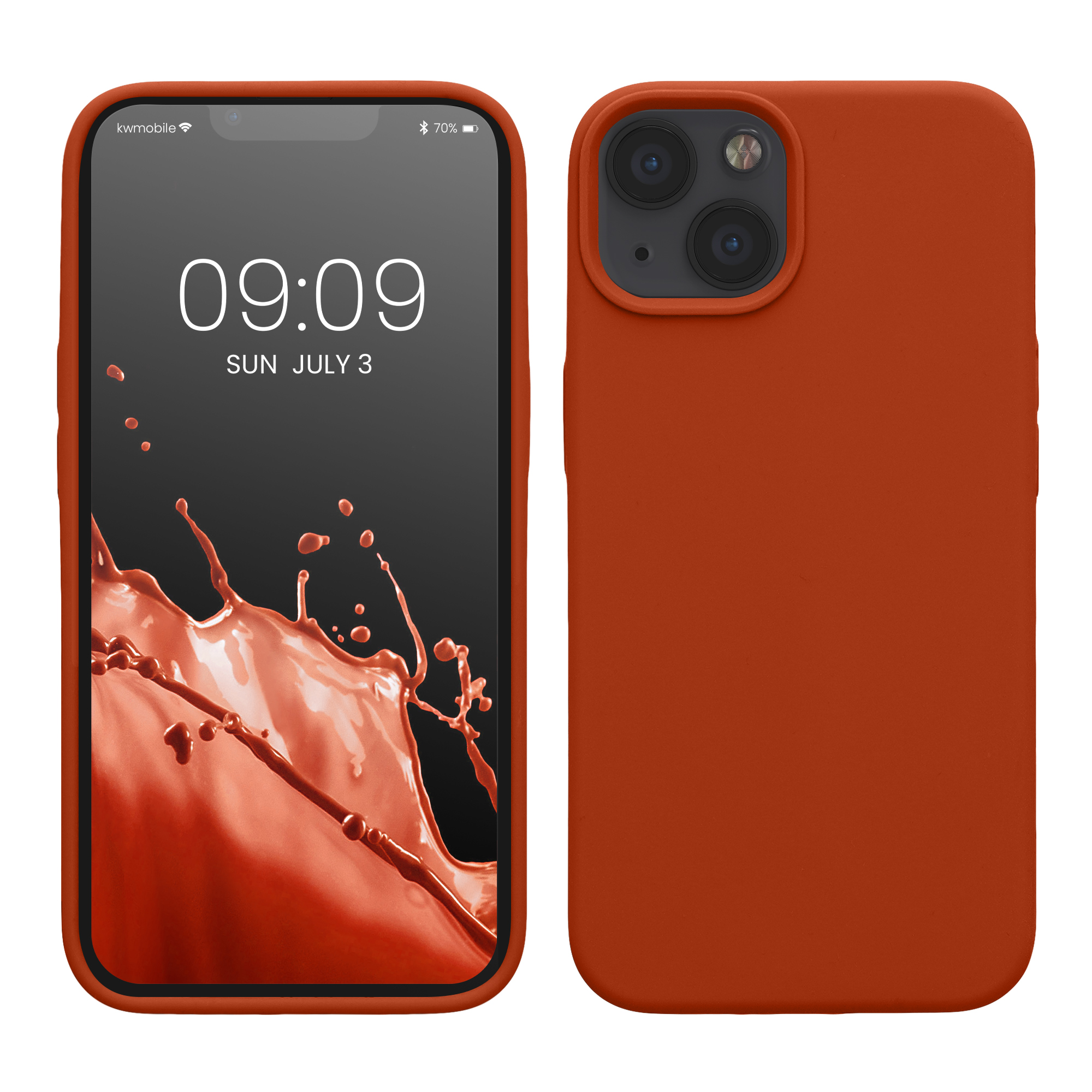 Gummierte Silikon Hülle für Apple iPhone 13 in Rusty Orange