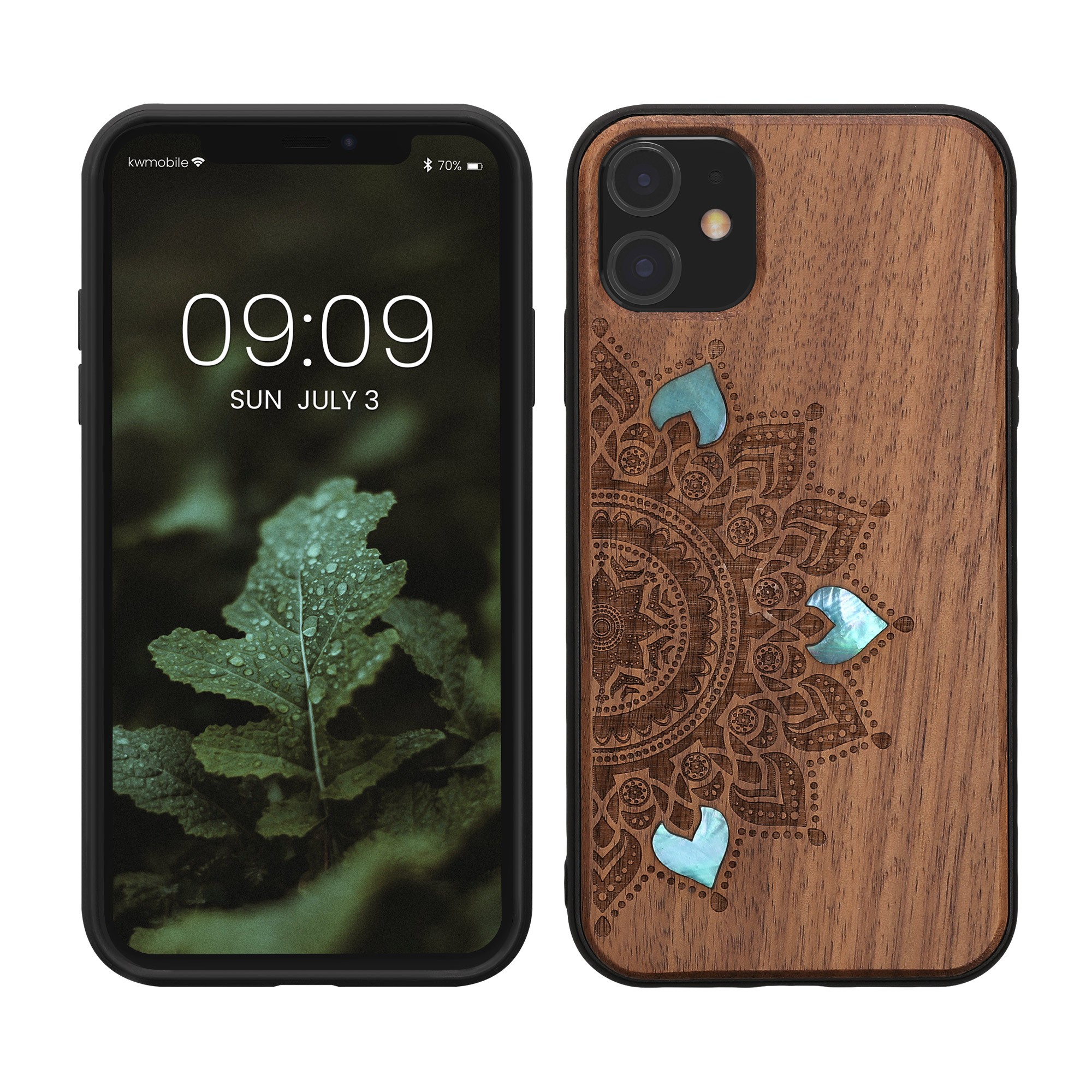 Holz Hardcase mit TPU Bumper für Apple iPhone 11 Aufgehende Sonne Perlmutt