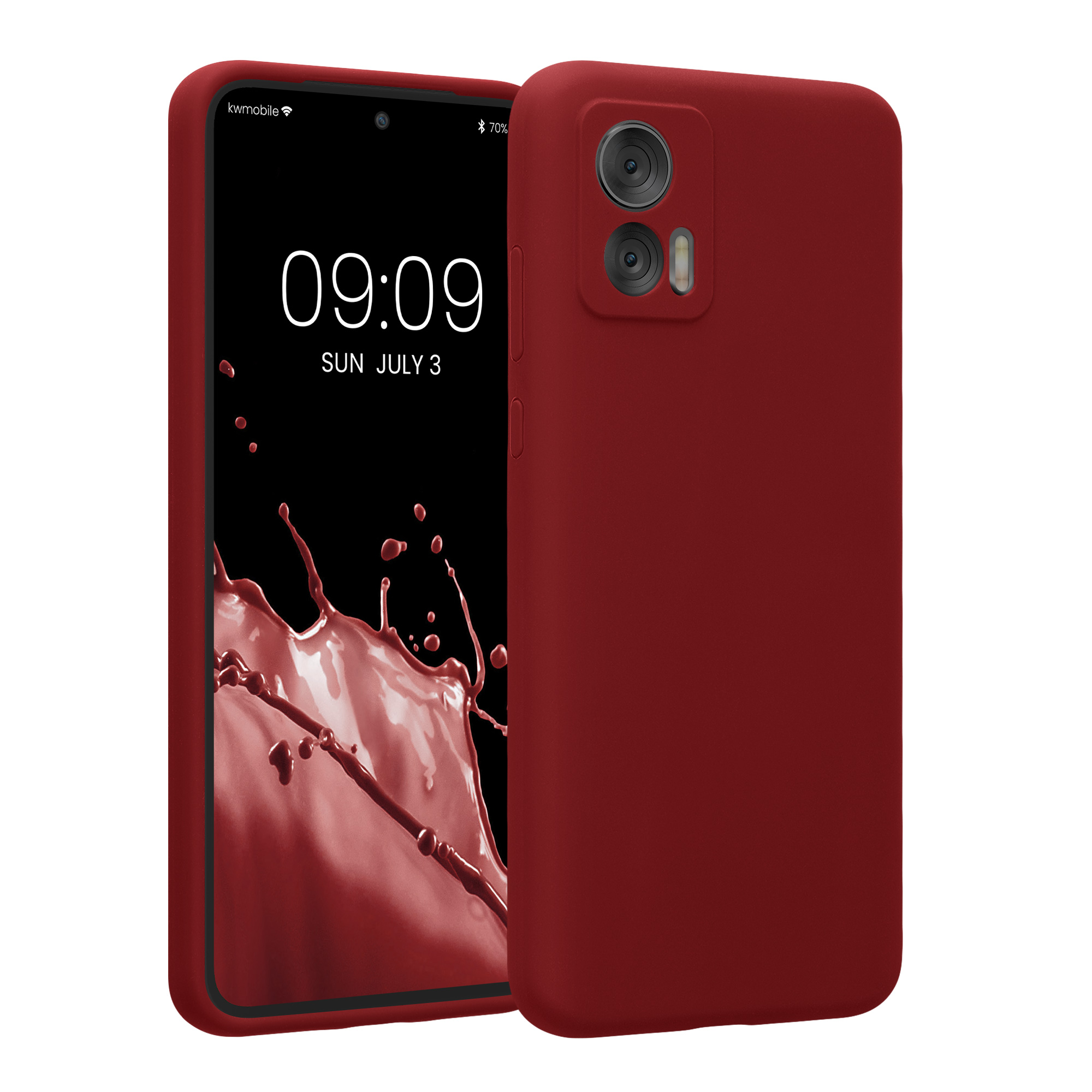 Gummierte Silikon Hülle mit Kameraschutz für Motorola Edge 30 Neo in Rhabarber Rot