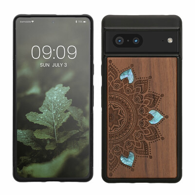 Holz Hardcase mit TPU Bumper für Google Pixel 7 Aufgehende Sonne Perlmutt