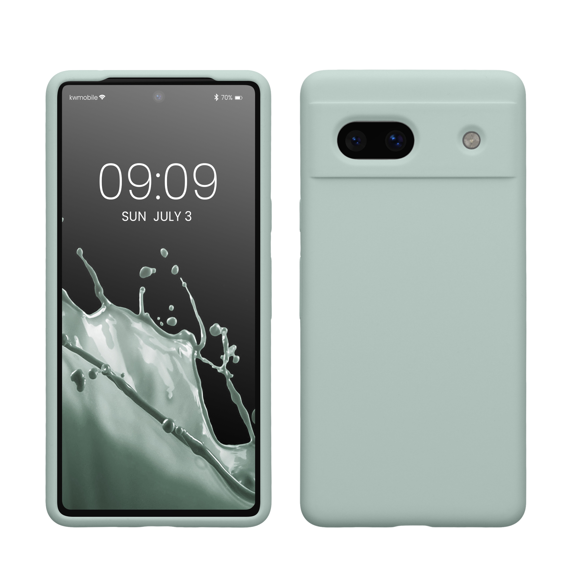 Gummierte Silikon Hülle für Google Pixel 7a in Cool Mint