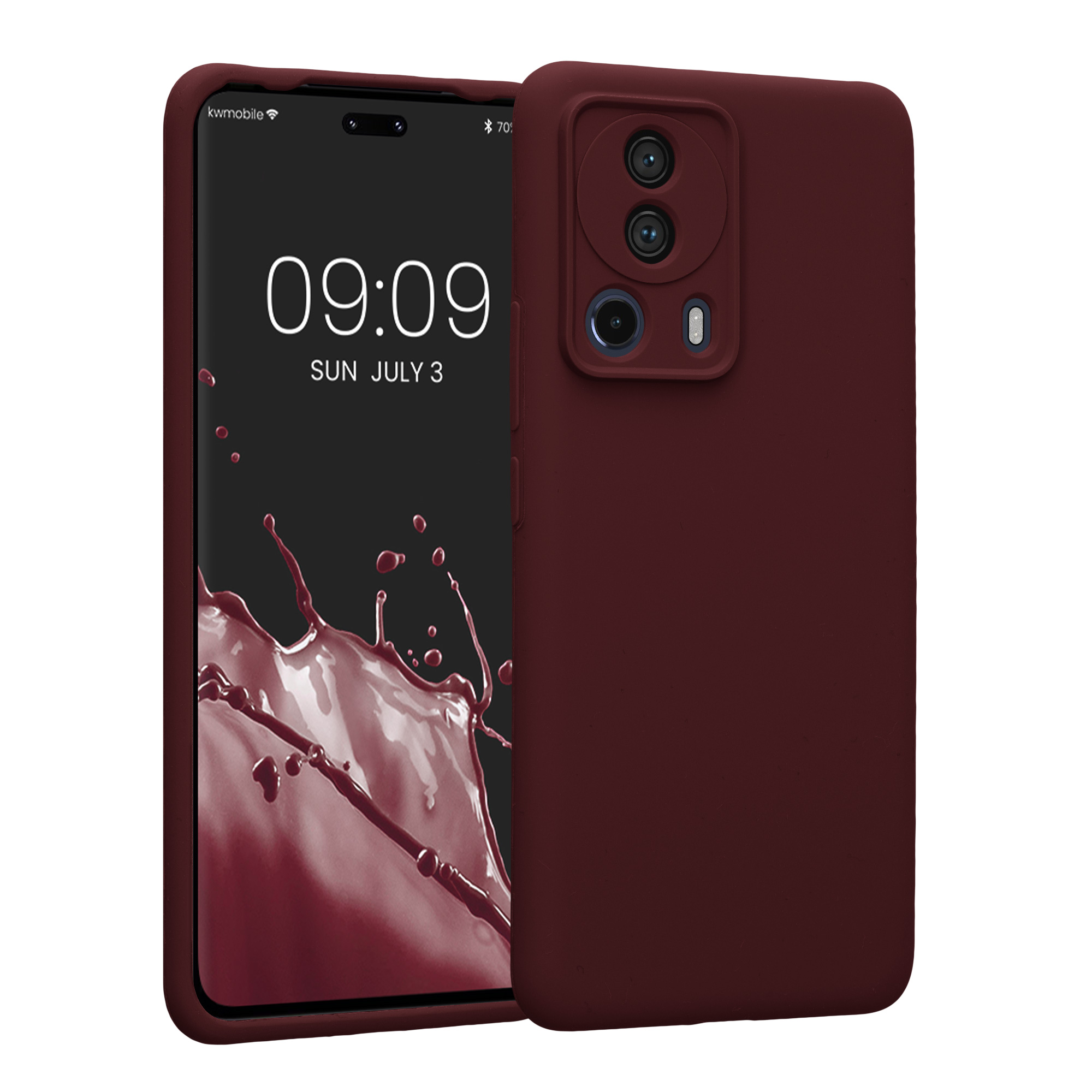 Gummierte Silikon Hülle mit Kameraschutz für Xiaomi 13 Lite 5G in Bordeaux Violett