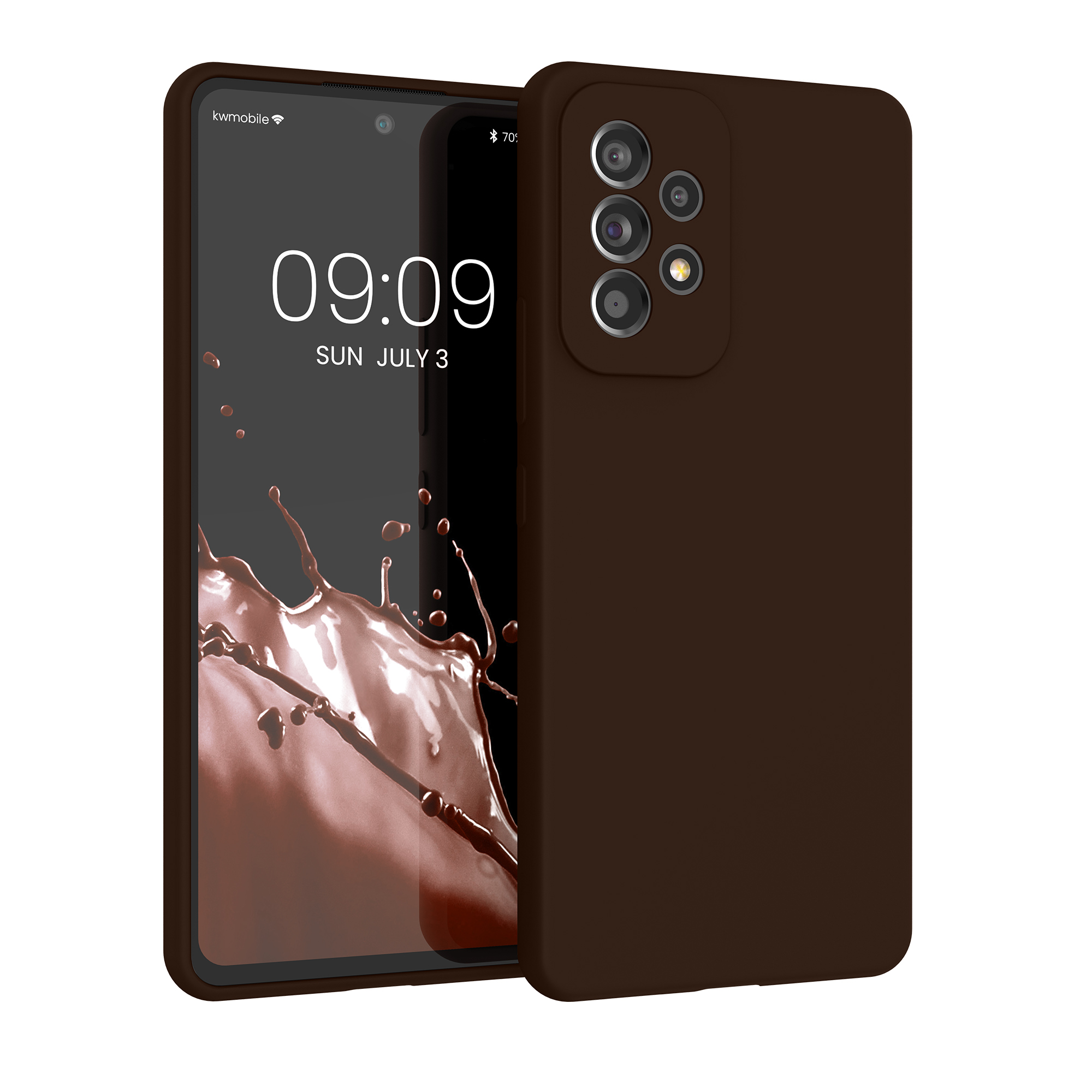 Gummierte Silikon Hülle für Samsung Galaxy A53 5G in Chocolate
