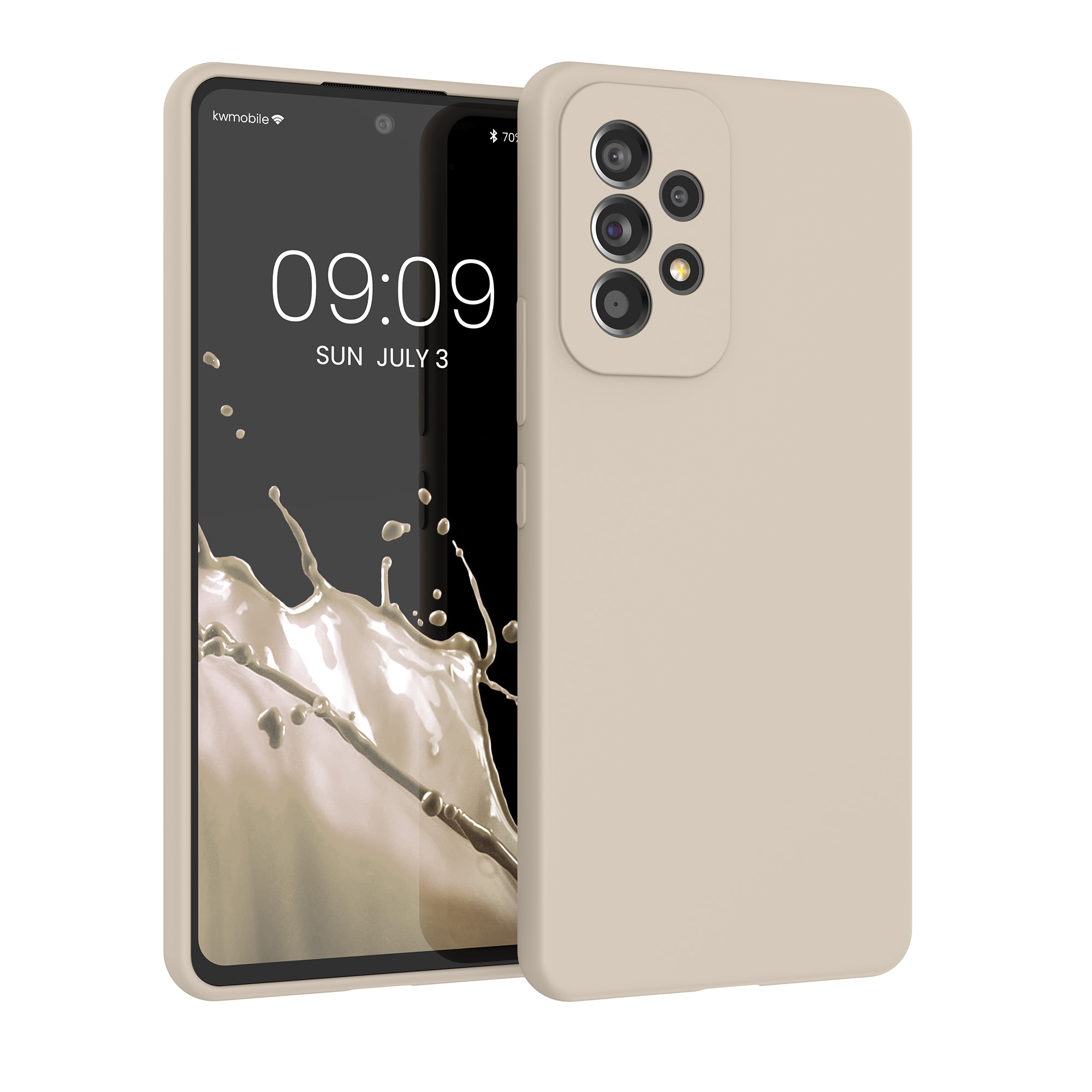 Gummierte Silikon Hülle für Samsung Galaxy A53 5G in Creme matt