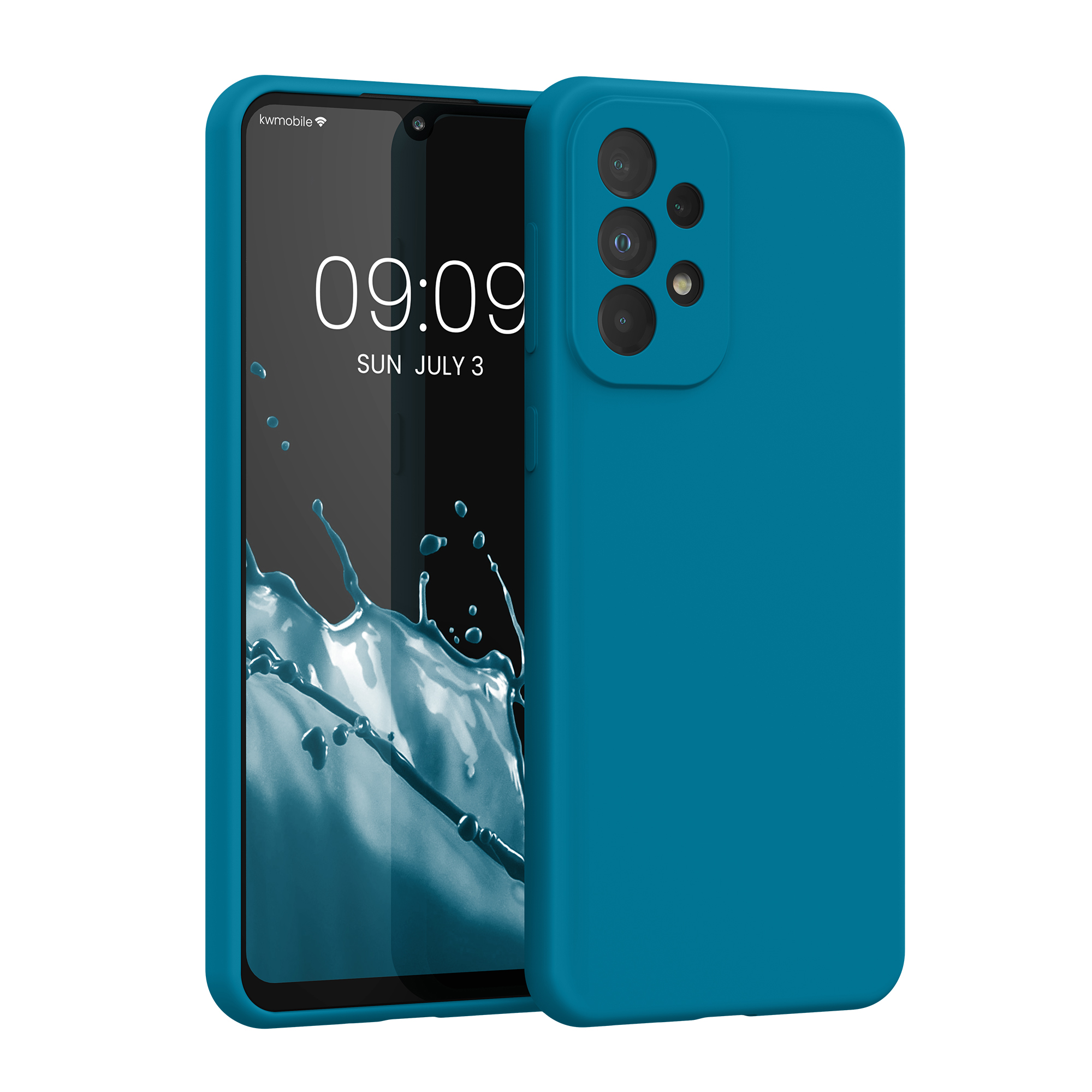 Gummierte Silikon Hülle für Samsung Galaxy A33 5G in Karibikblau