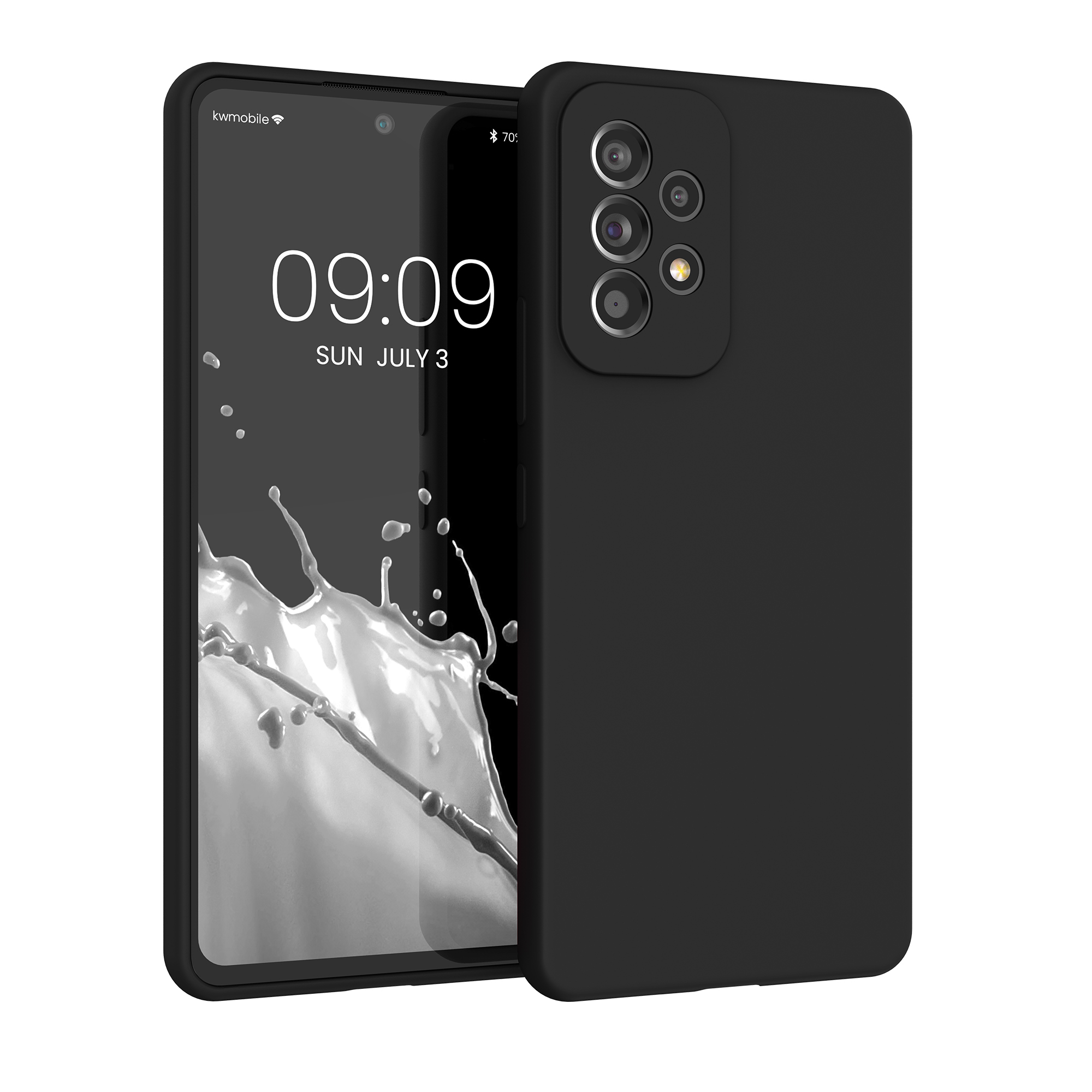 Gummierte Silikon Hülle für Samsung Galaxy A53 5G in Schwarz matt