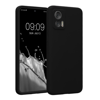 Gummierte Silikon Hülle mit Kameraschutz für Motorola Edge 30 Neo in Schwarz