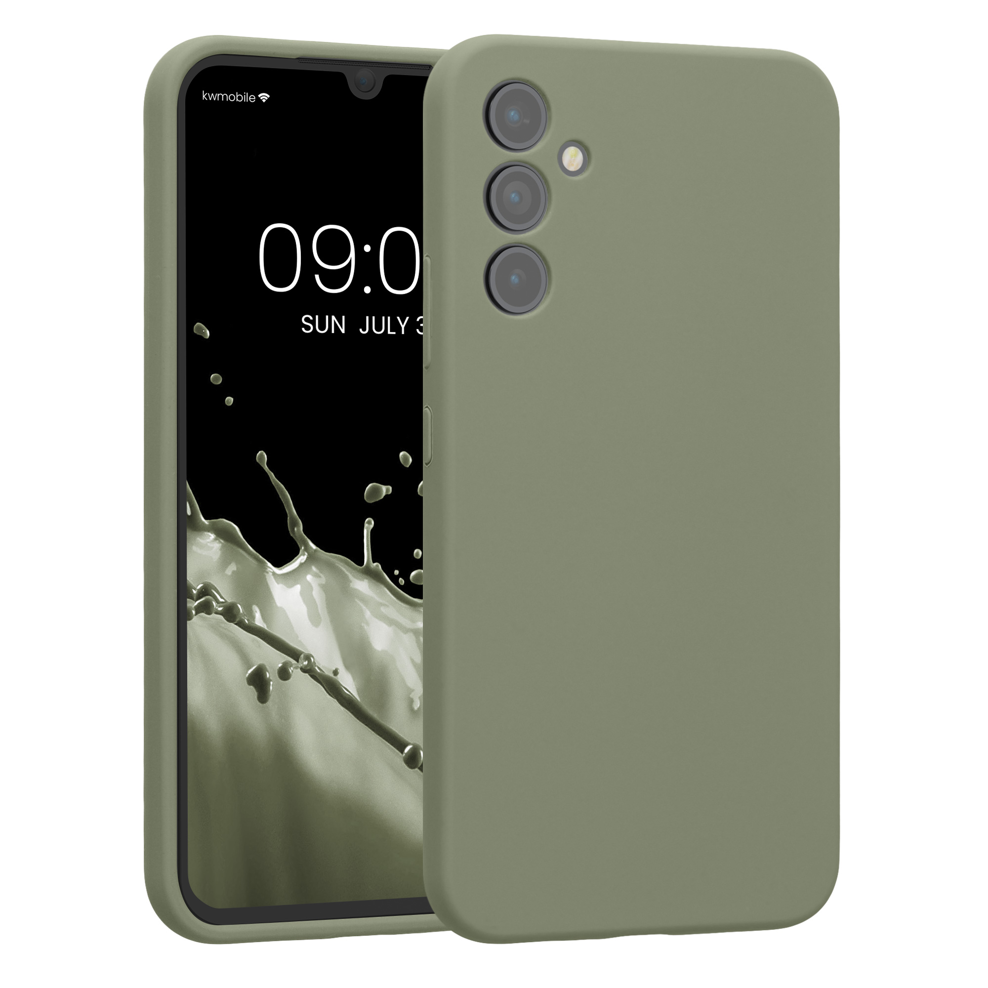 Gummierte Silikon Hülle mit Kameraschutz für Samsung Galaxy A34 5G in Graugrün Gummierte Silikon Hülle mit Kameraschutz für Samsung Galaxy A34 5G in Graugrün