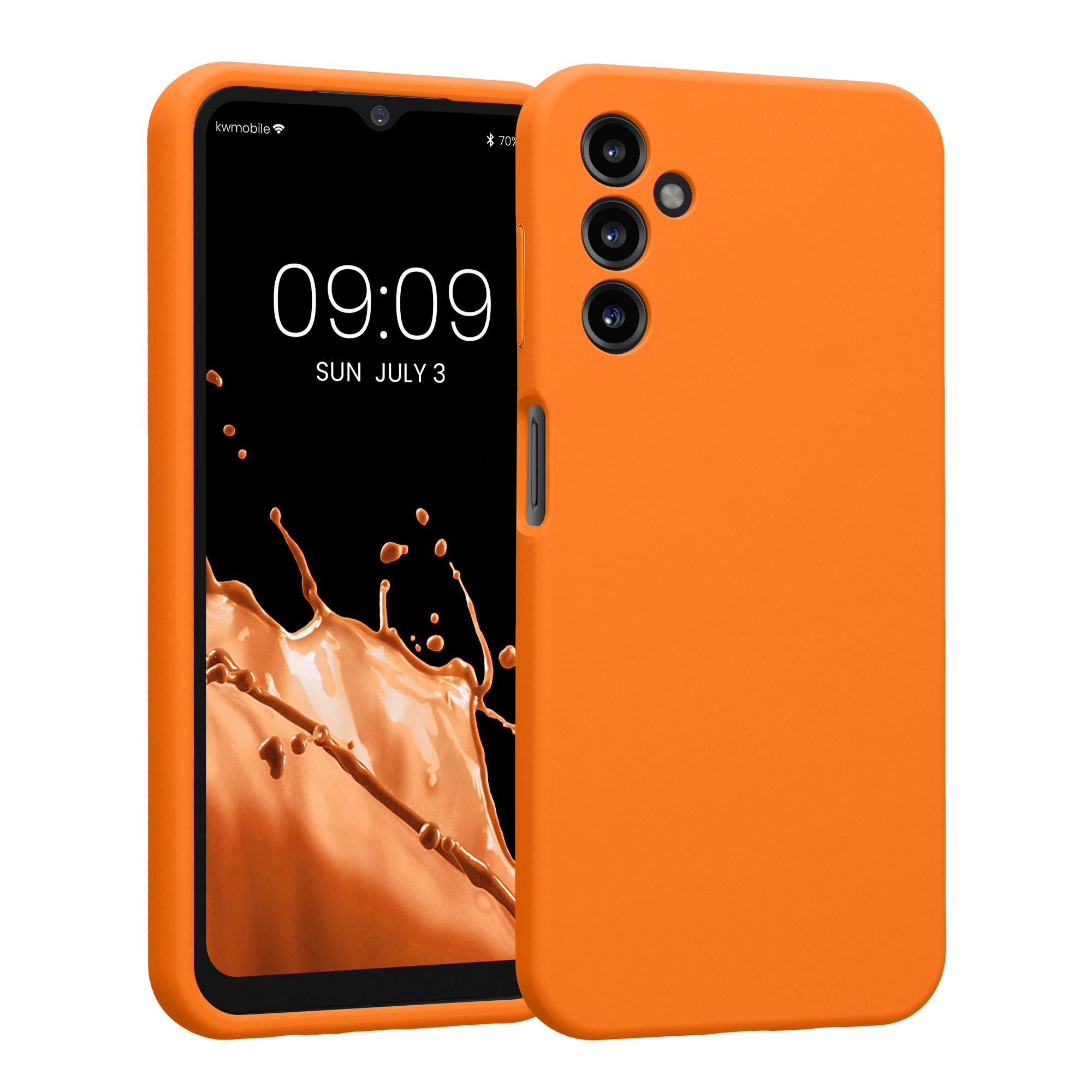 Gummierte Silikon Hülle mit Kameraschutz für Samsung Galaxy A14 5G in Fruity Orange Gummierte Silikon Hülle mit Kameraschutz für Samsung Galaxy A14 5G in Fruity Orange