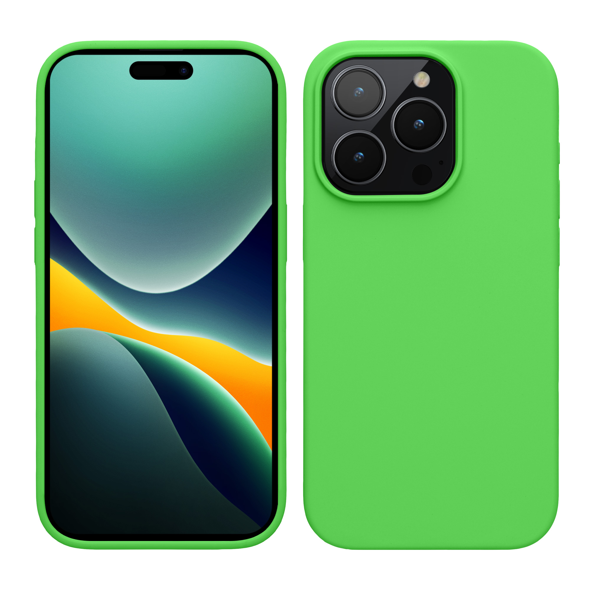 Gummierte Silikon Hülle für Apple iPhone 15 Pro Max in Limettengrün