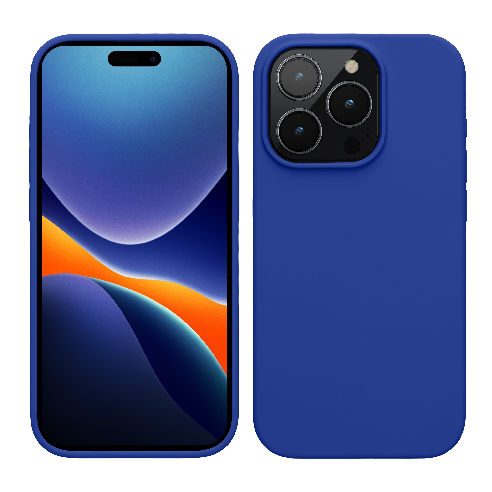 Gummierte Silikon Hülle für Apple iPhone 15 Pro Max in Baltik Blau
