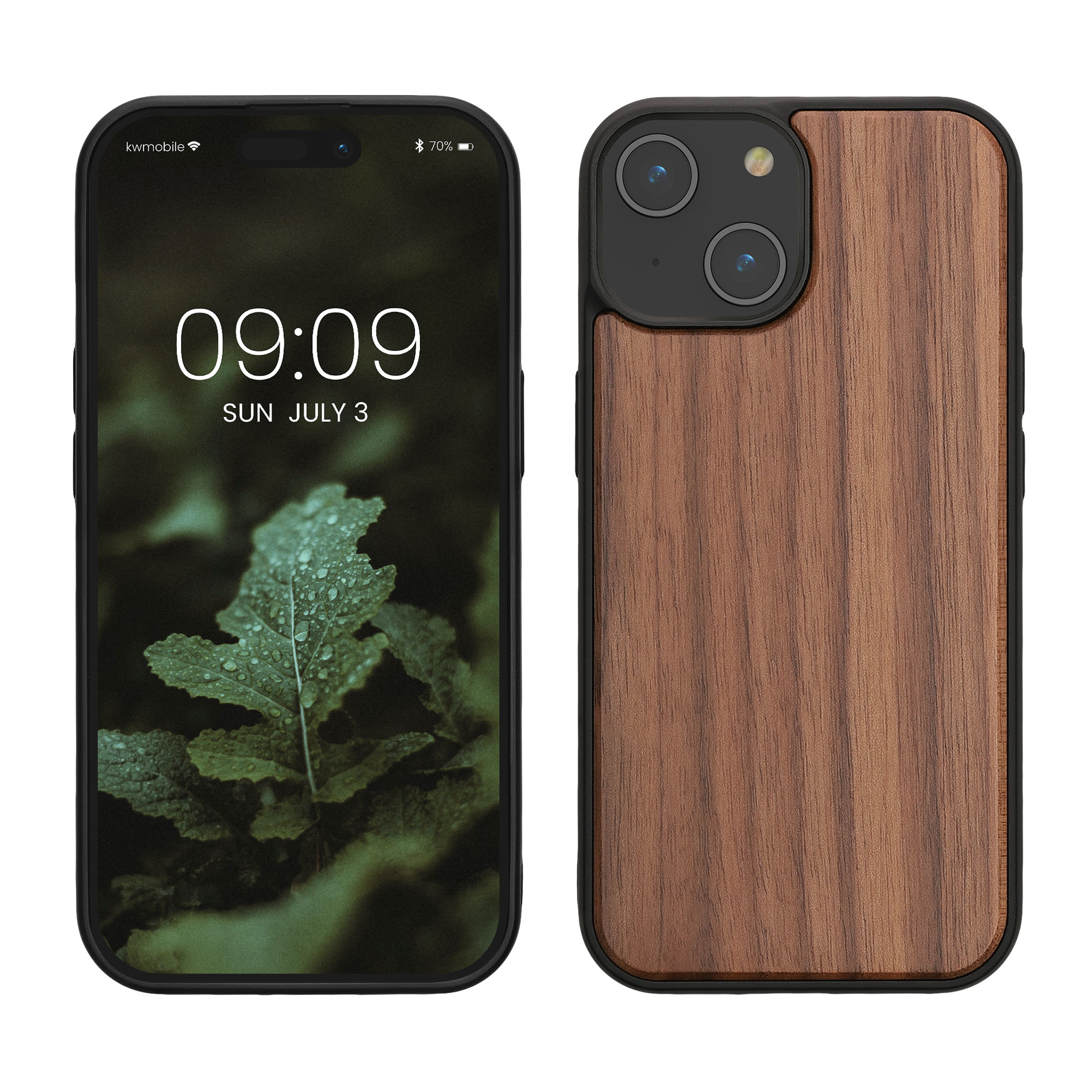 Holzhülle mit TPU Bumper für Apple iPhone 15 Walnussholz