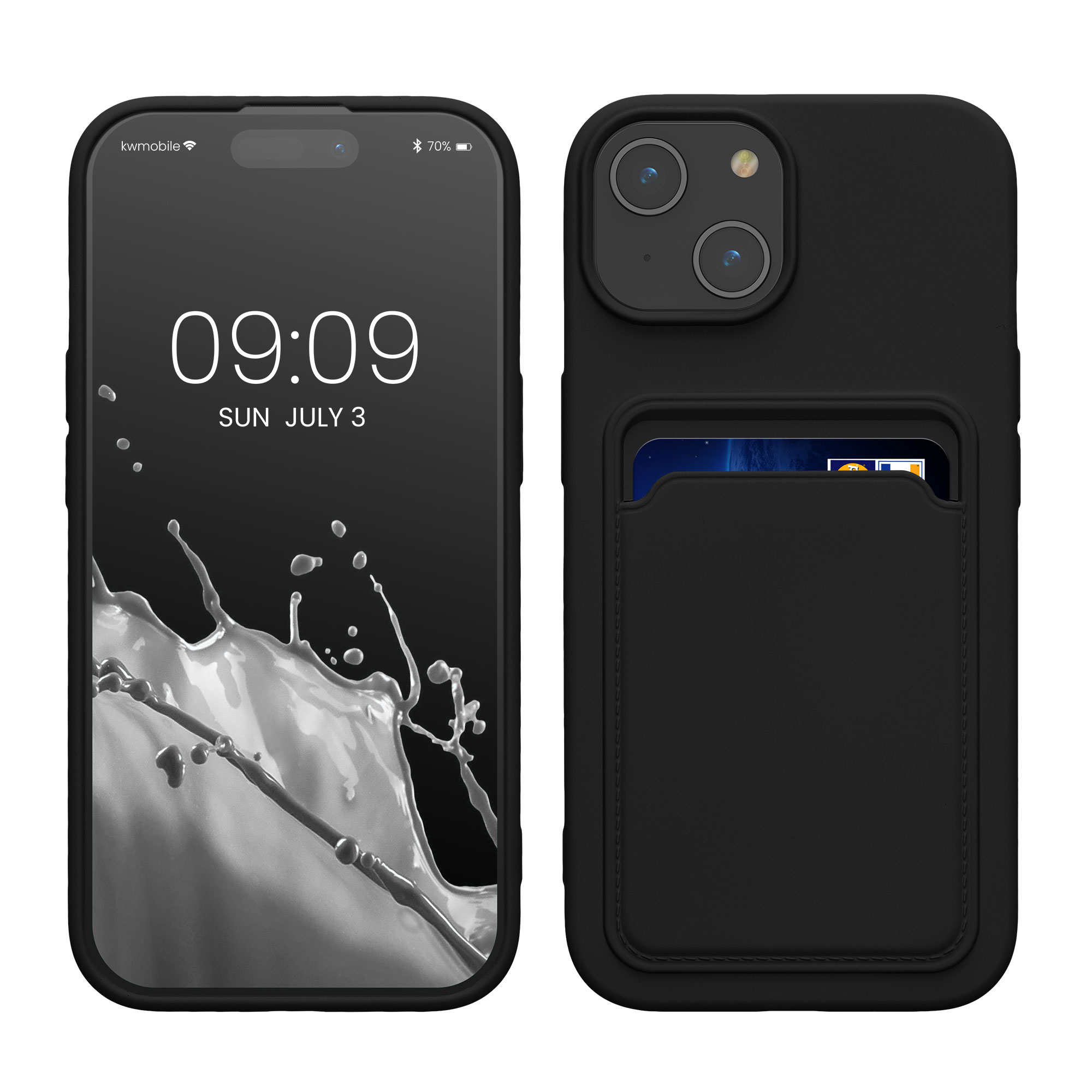 TPU Hülle mit Kartenfach für Apple iPhone 15 Schwarz