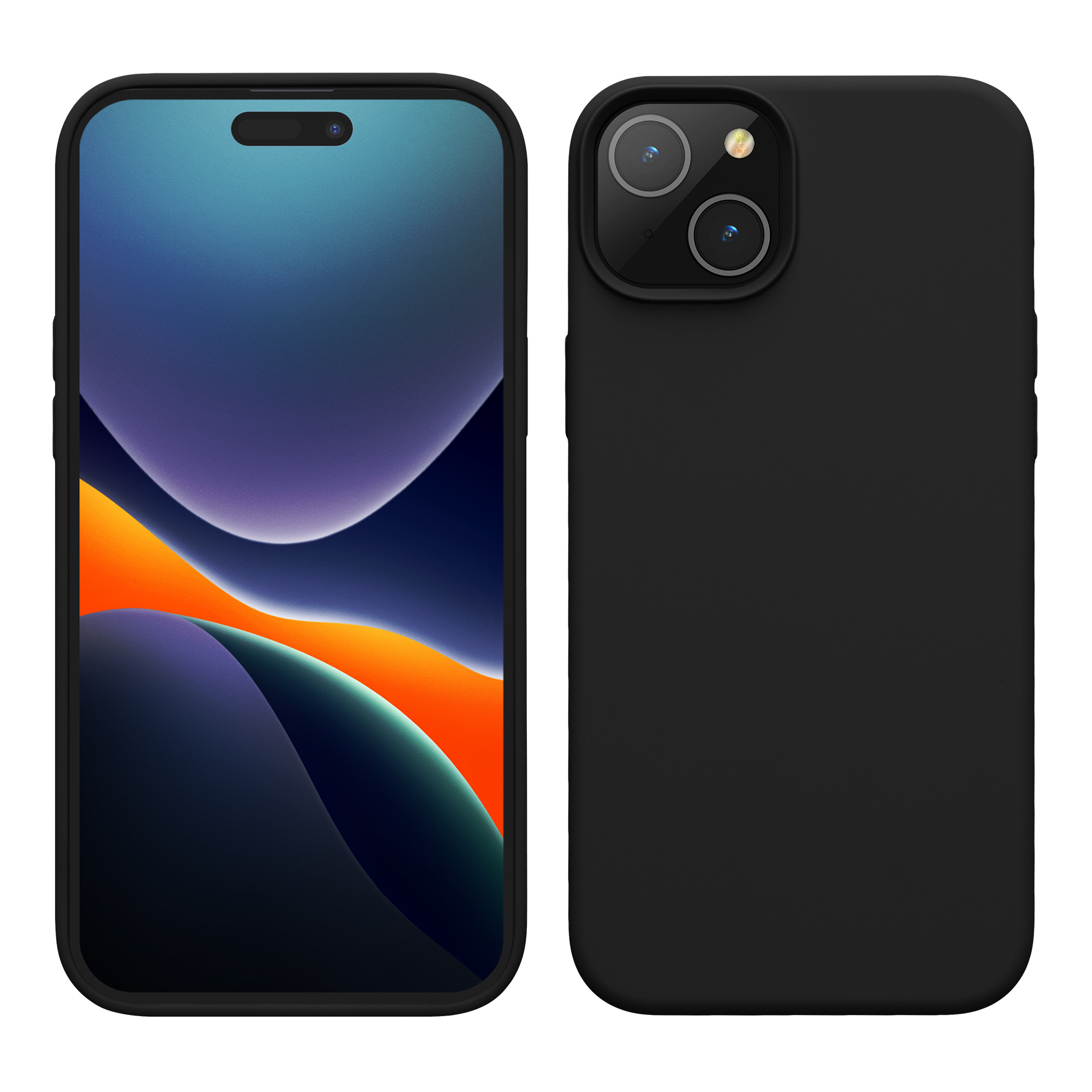 Gummierte Silikon Hülle für Apple iPhone 15 in Schwarz