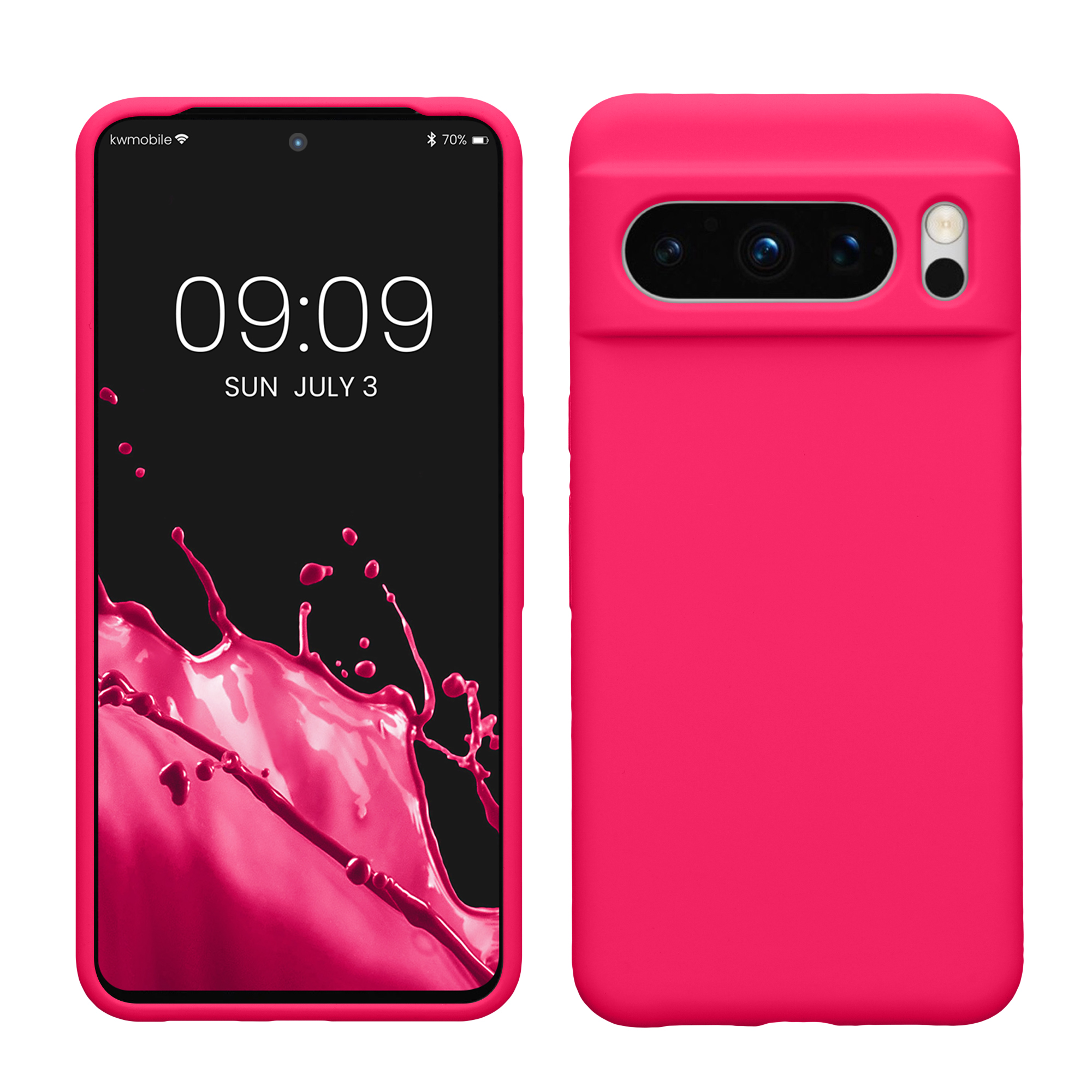 Gummierte Silikon Hülle für Google Pixel 8 Pro in Neon Pink