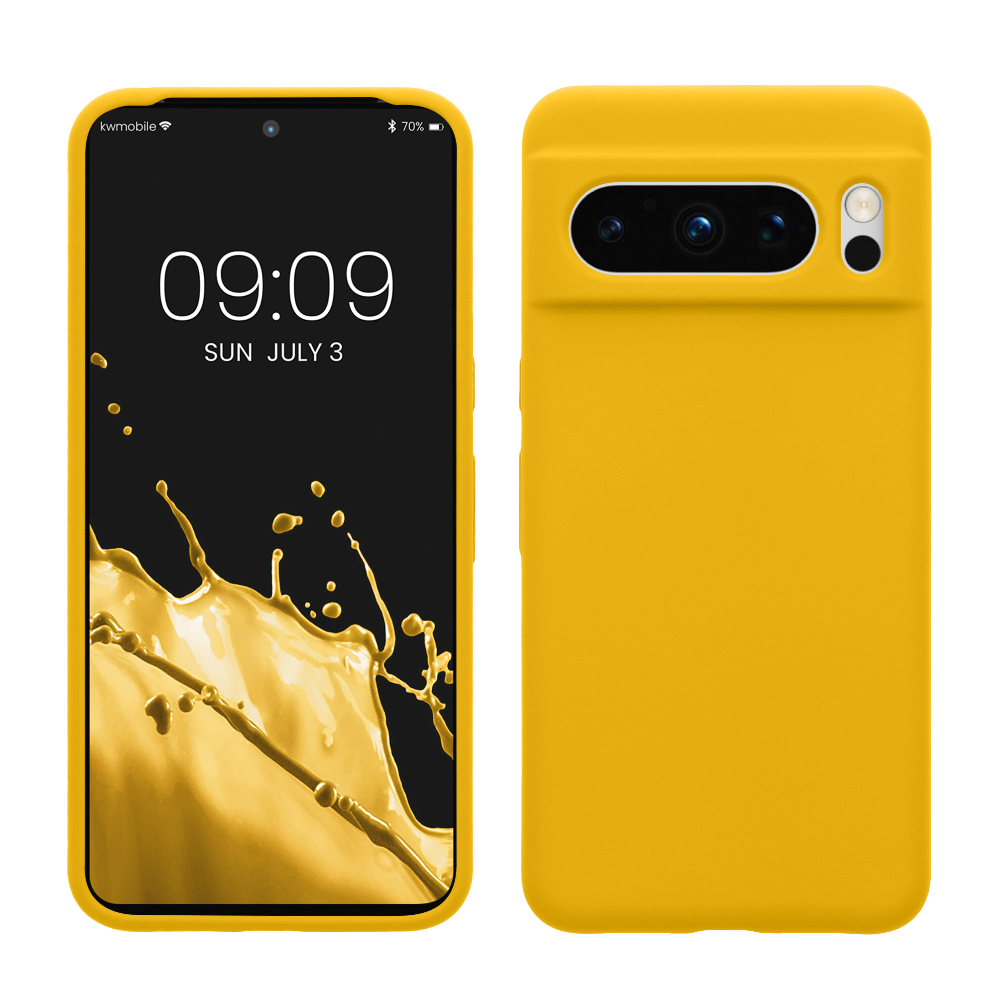 Gummierte Silikon Hülle für Google Pixel 8 Pro in Strahlend Gelb