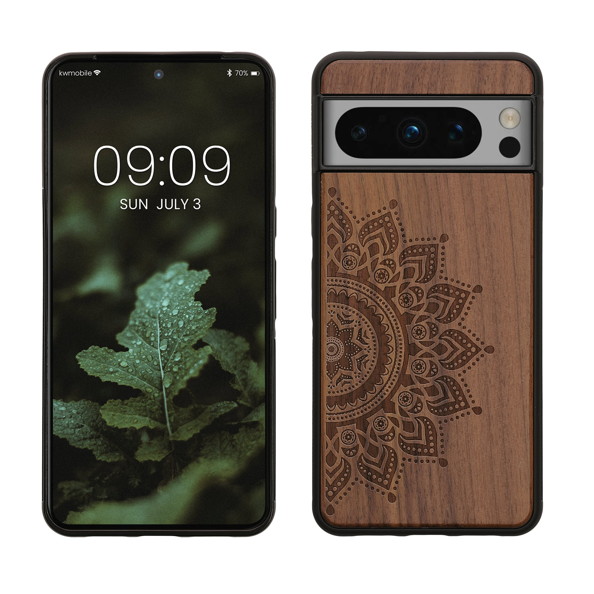 Holz Hardcase mit TPU Bumper für Google Pixel 8 Pro Aufgehende Sonne