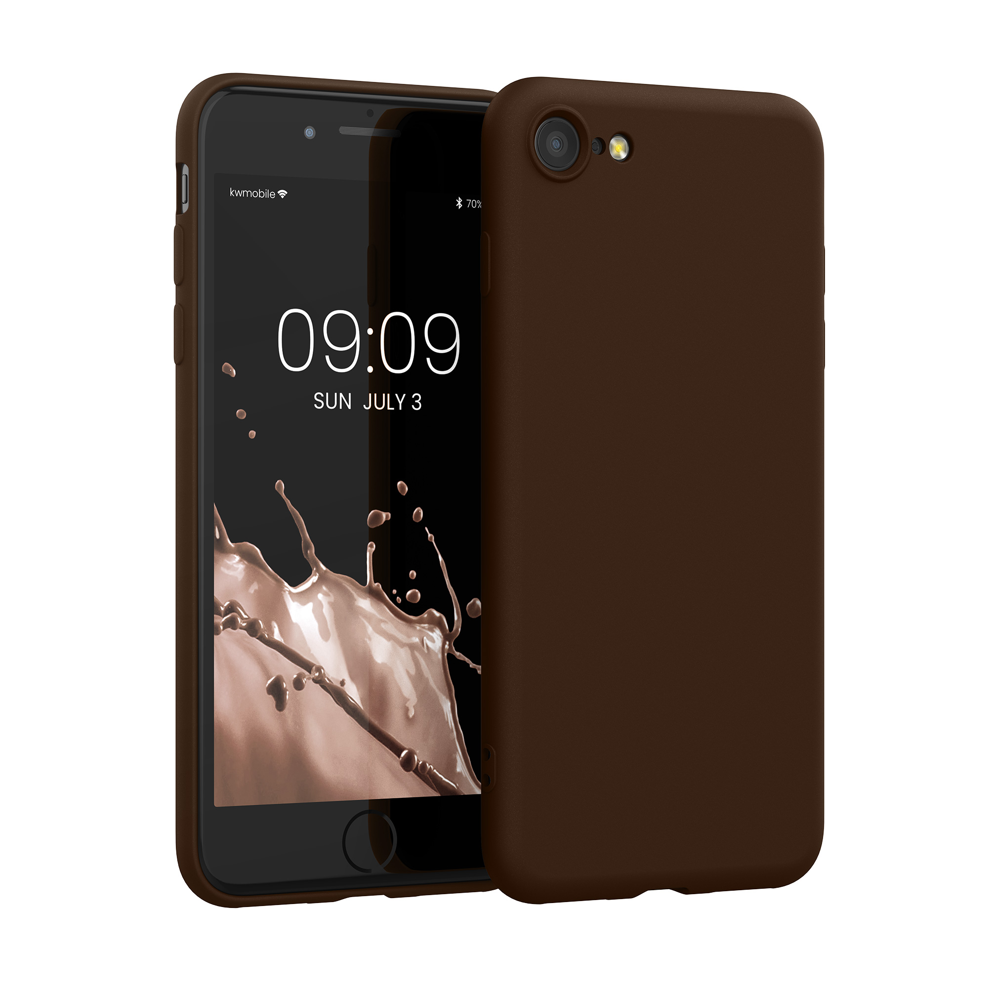 Slim Gummierte Silikon Hülle für Apple iPhone SE (2022) / iPhone SE (2020) / iPhone 8 / iPhone 7 in Chocolate