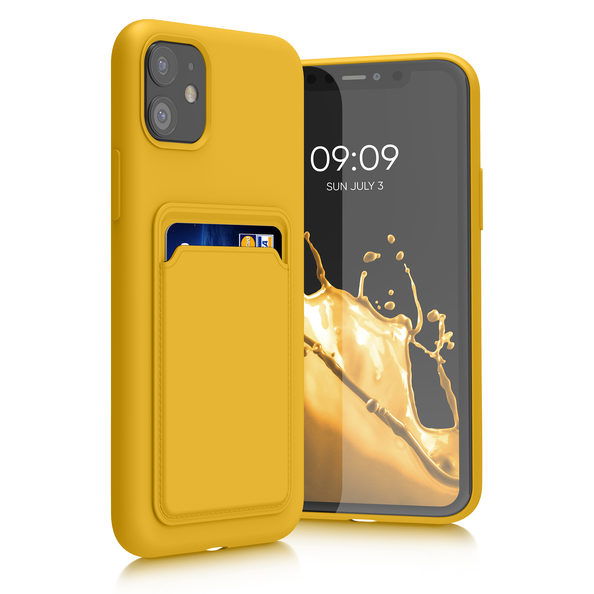 TPU Hülle mit Kartenfach für Apple iPhone 11 Strahlend Gelb
