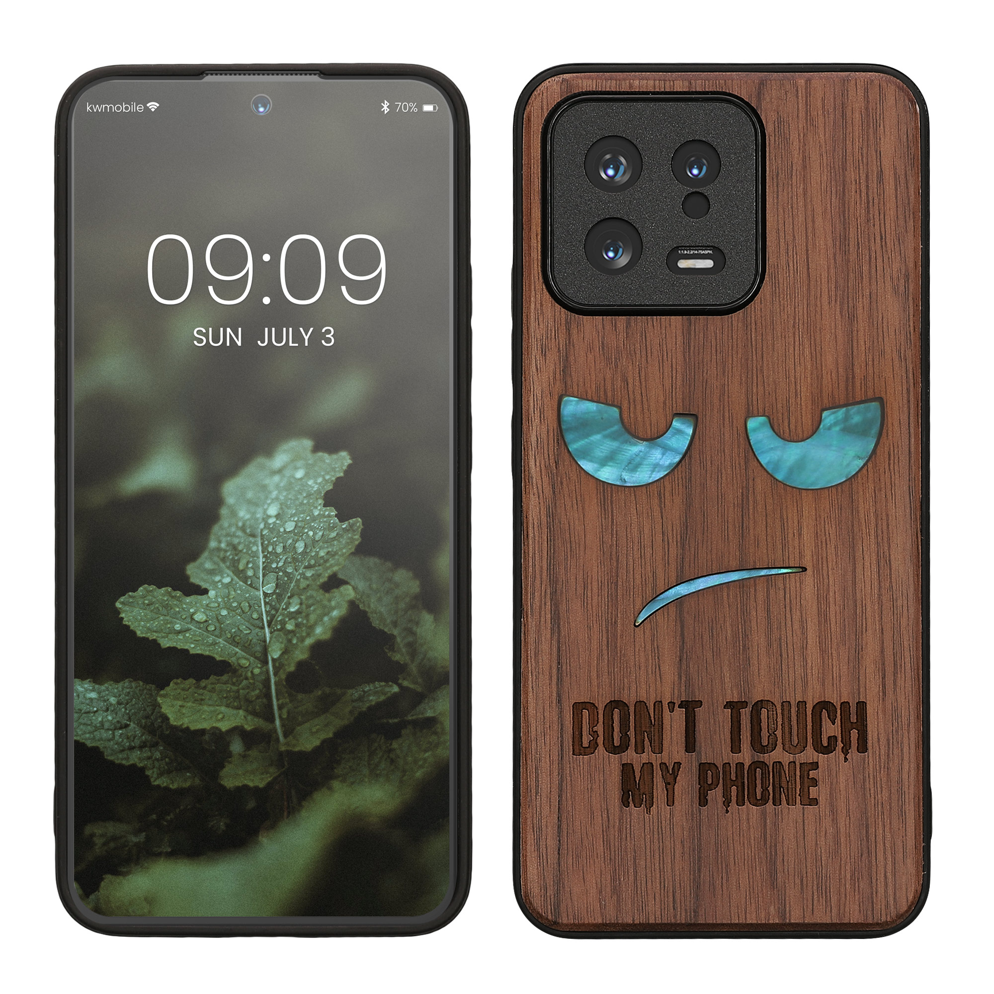 Holz Hardcase mit TPU Bumper für Xiaomi 13 5G Perlmut Nicht Anfassen