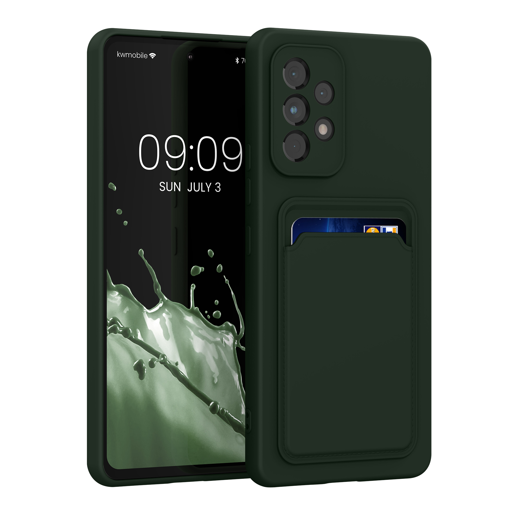 TPU Hülle mit Kartenfach für Samsung Galaxy A53 5G Dunkelgrün