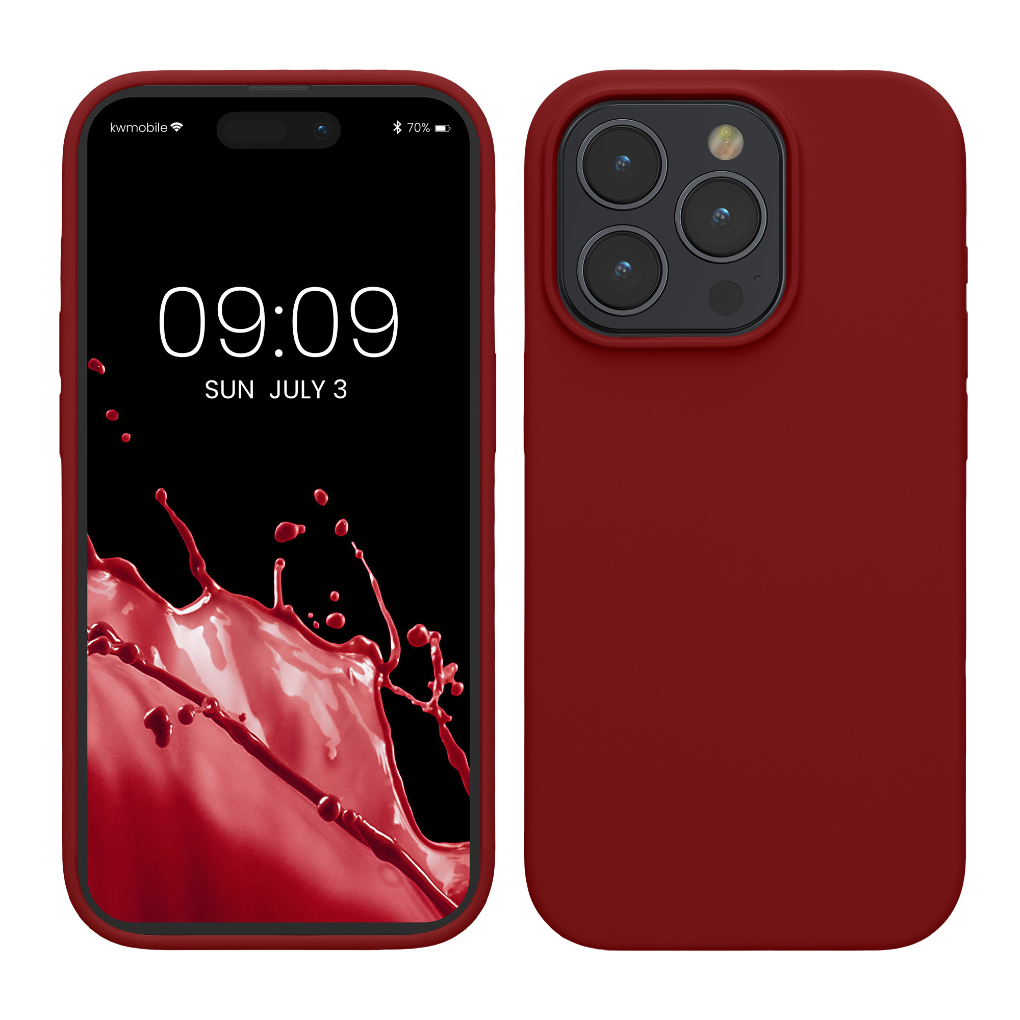 Gummierte Silikon Hülle für Apple iPhone 15 Pro Max in Rhabarber Rot