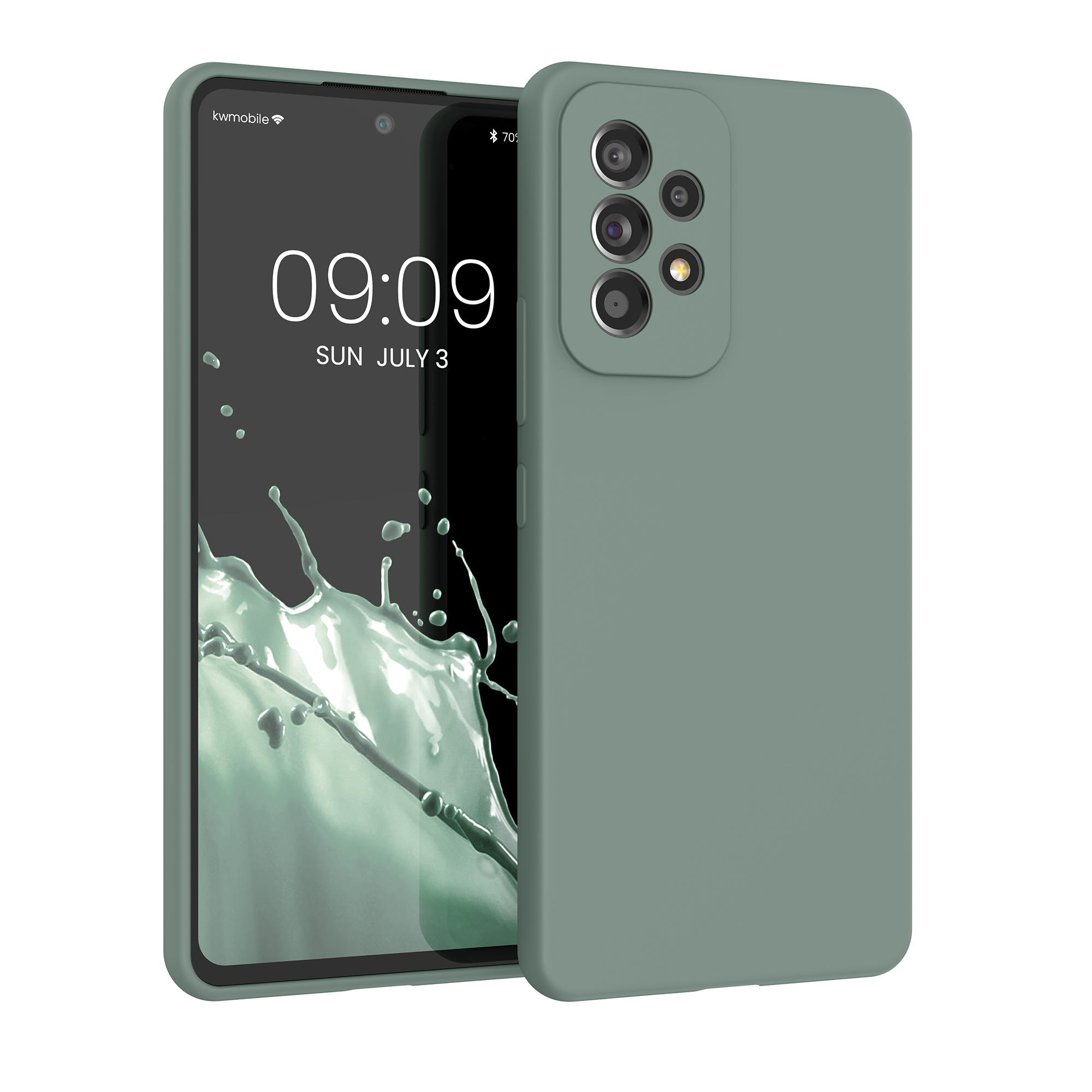 Gummierte Silikon Hülle für Samsung Galaxy A53 5G in Rainwashed Grün