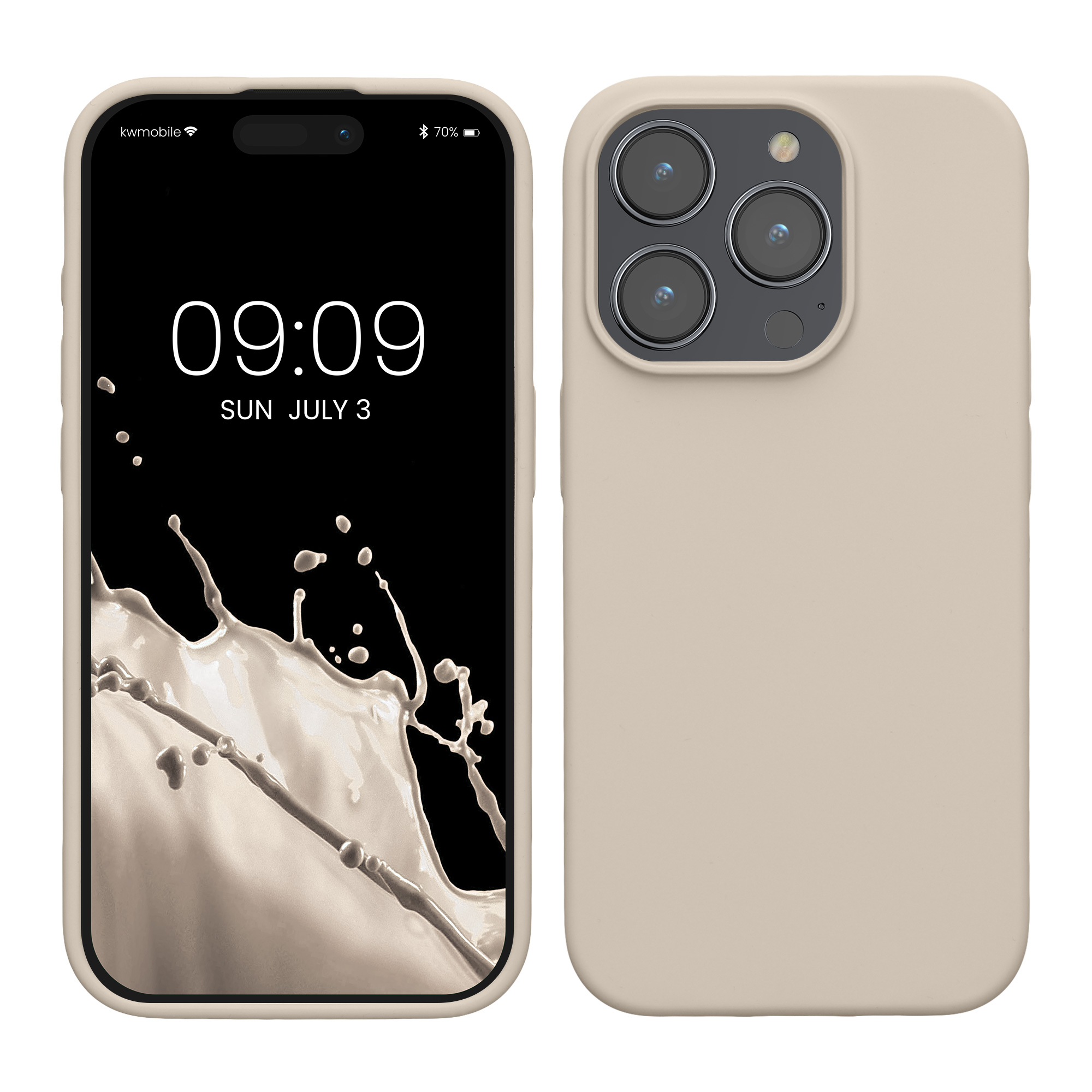 Gummierte Silikon Hülle für Apple iPhone 15 Pro in Creme
