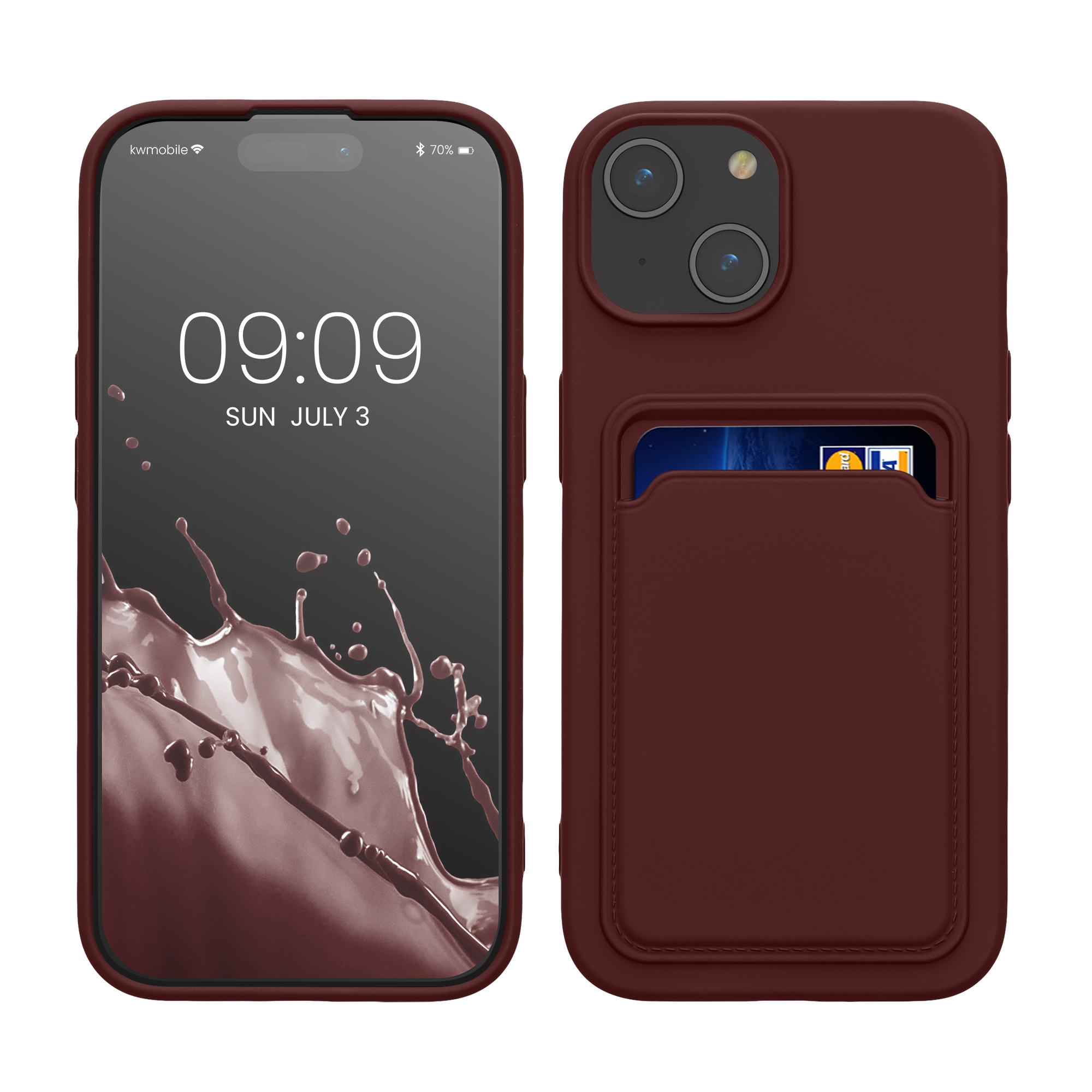 TPU Hülle mit Kartenfach für Apple iPhone 15 Tawny Red