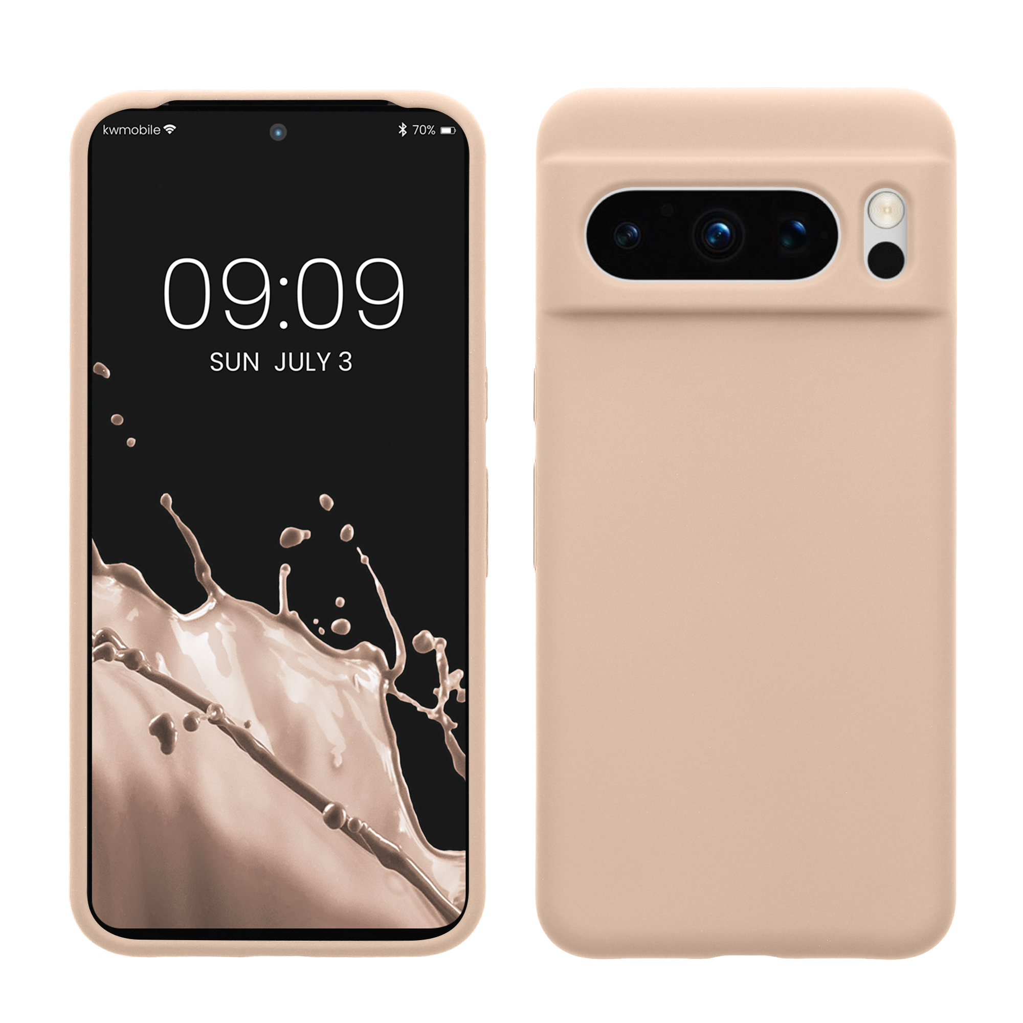 Gummierte Silikon Hülle für Google Pixel 8 Pro in Pastell Pfirsich