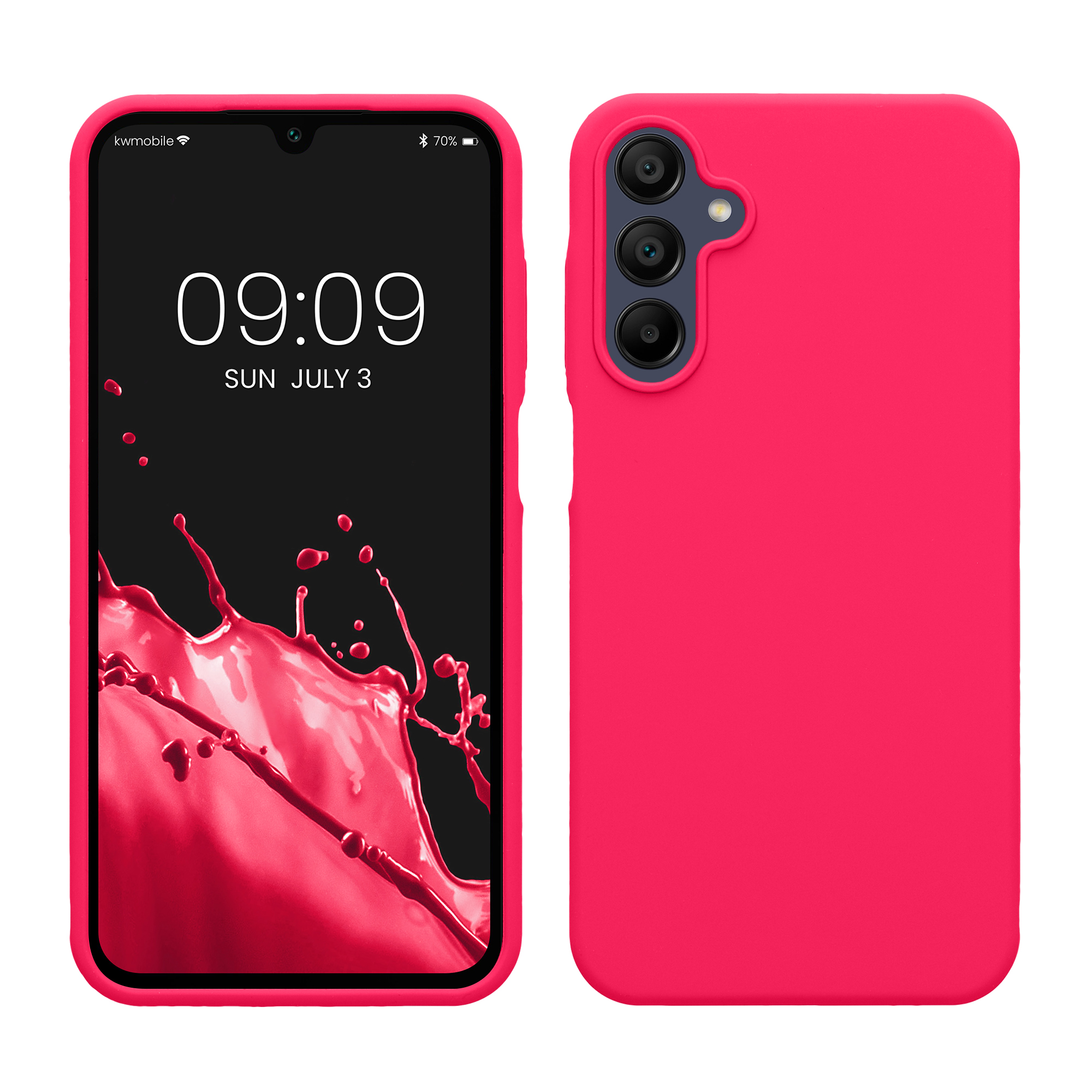 Gummierte Silikon Hülle für Samsung Galaxy A15 5G in Neon Pink