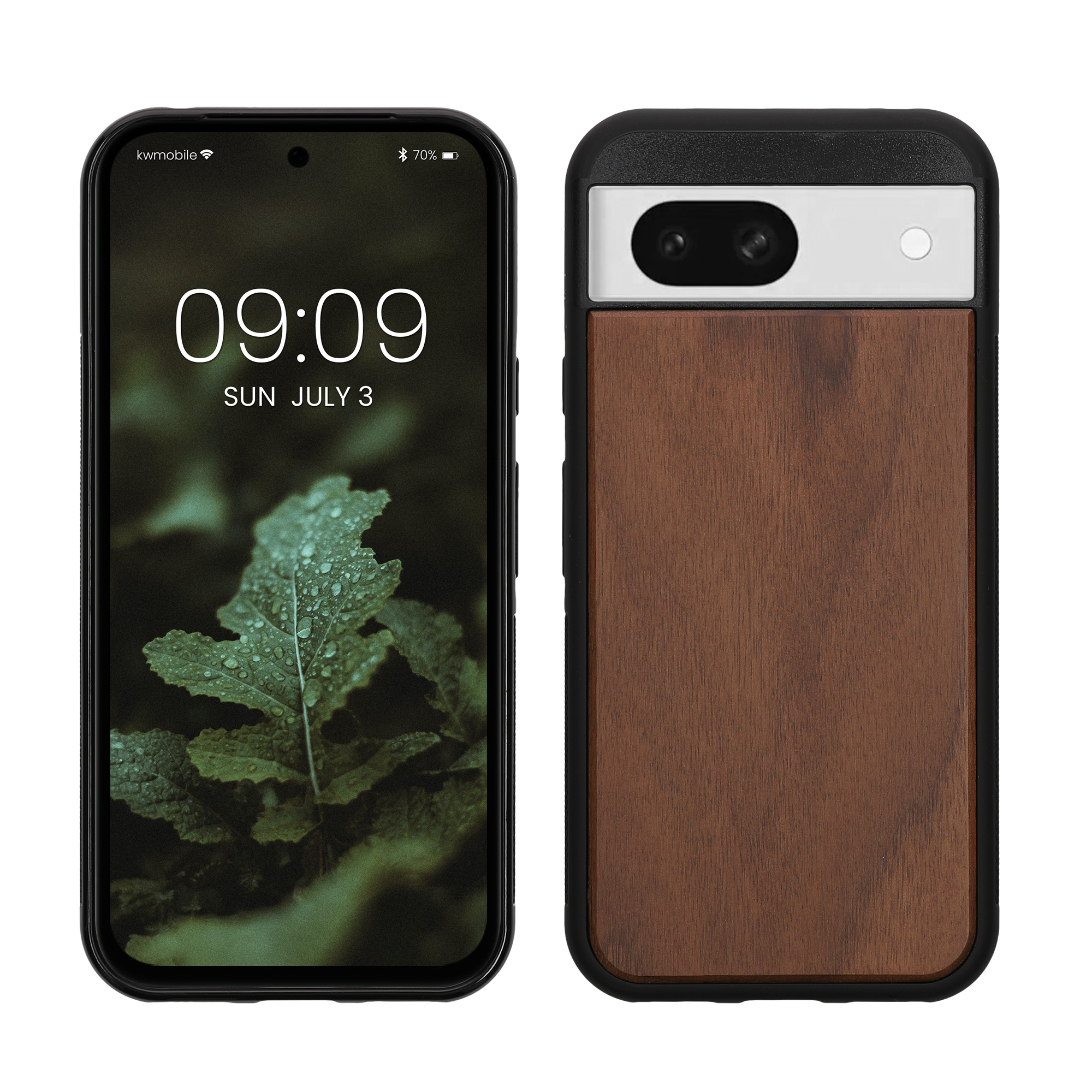 Holzhülle mit TPU Bumper für Google Pixel 8a Walnussholz