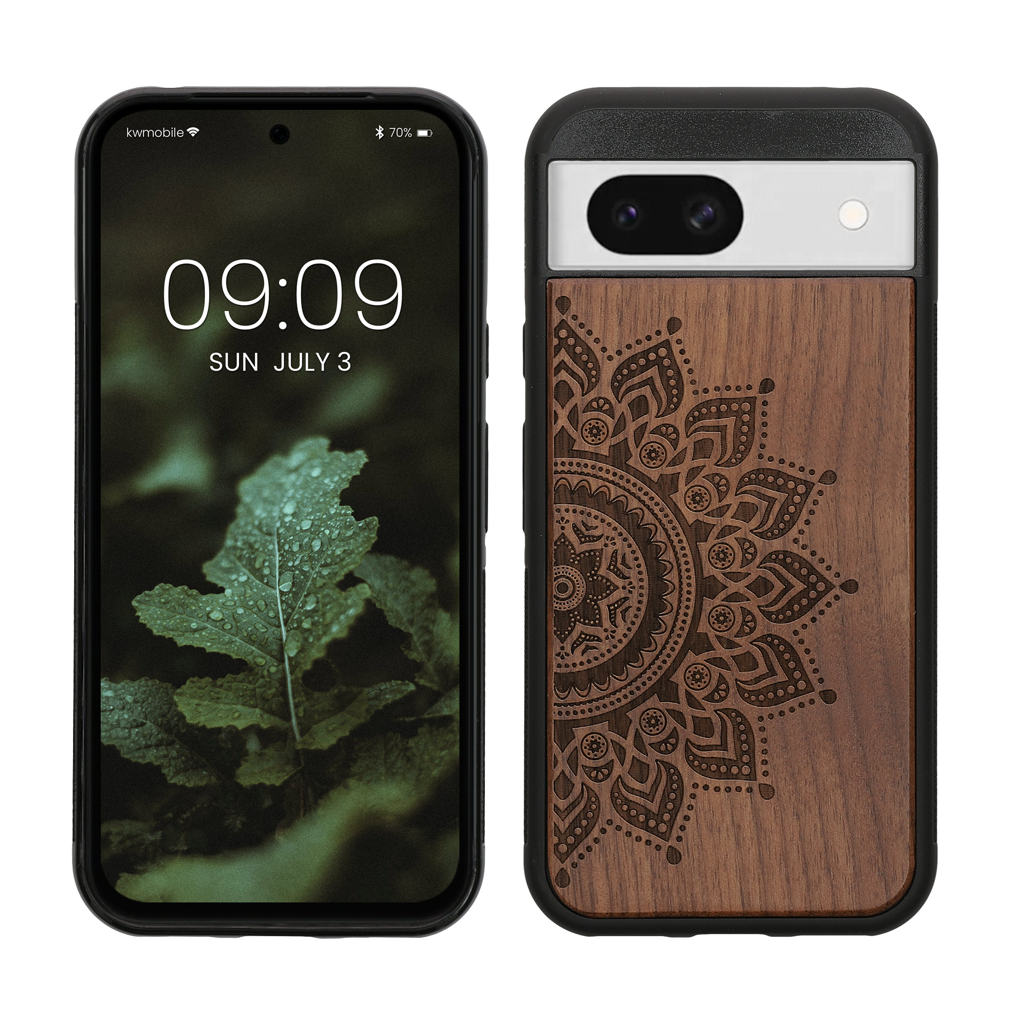 Holz Hardcase mit TPU Bumper für Google Pixel 8a Aufgehende Sonne
