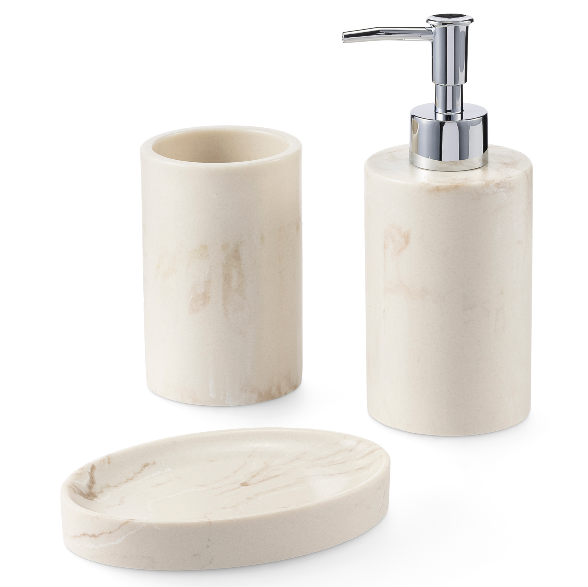 Cross selling 3er Set Badezimmer Zubehör im Marmordesign